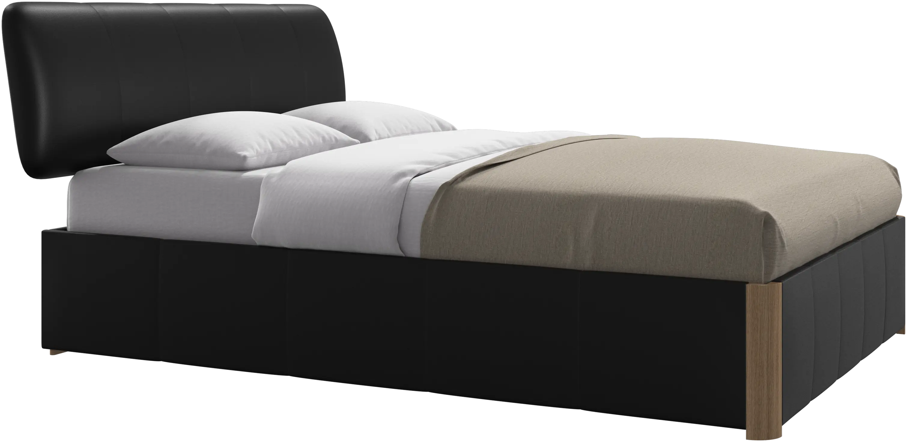 Element bed, bed-mounted headboard, with slats and storage solution, excl. mattress