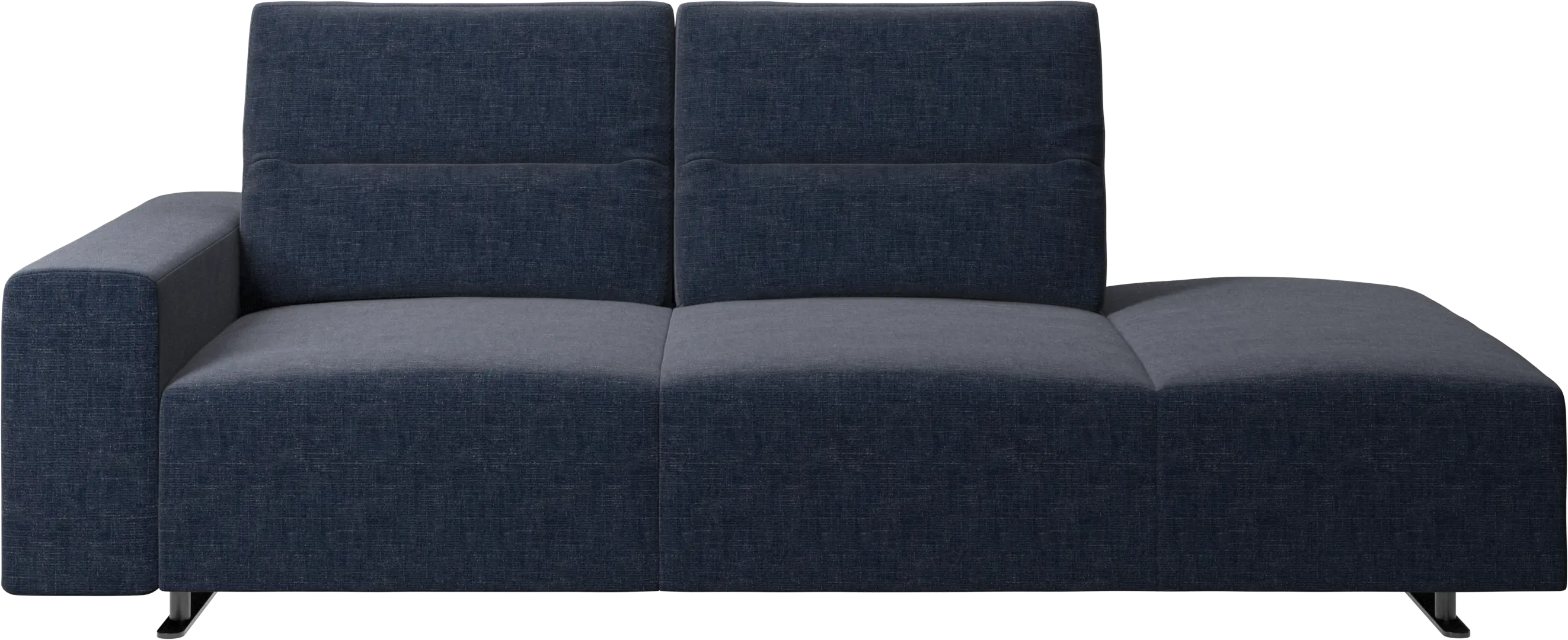 Hampton sofa with adjustable back and lounging unit right side, armrest left