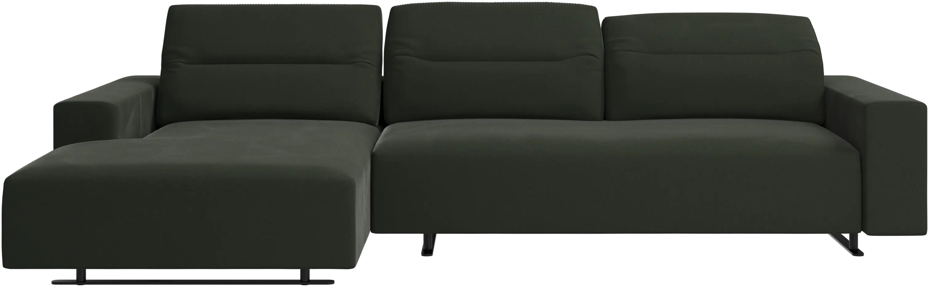 Hampton sofa with adjustable back, resting unit and storage left side