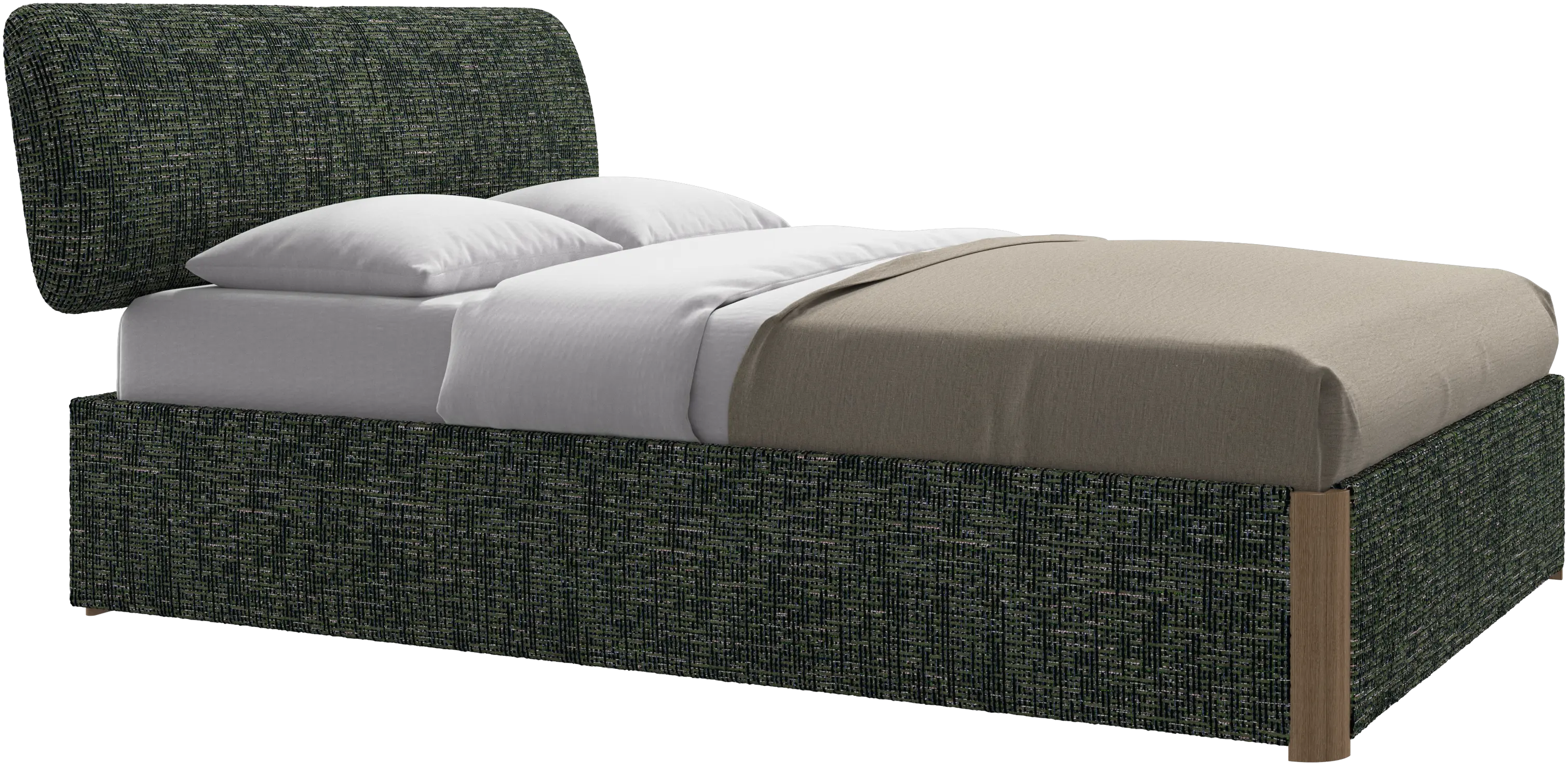 Element bed, bed-mounted headboard, with slats and storage solution, excl. mattress