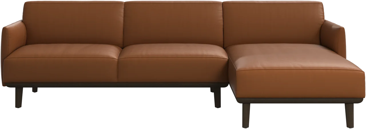 Skórzana sofa Aarhus z szezlongiem po prawej stronie