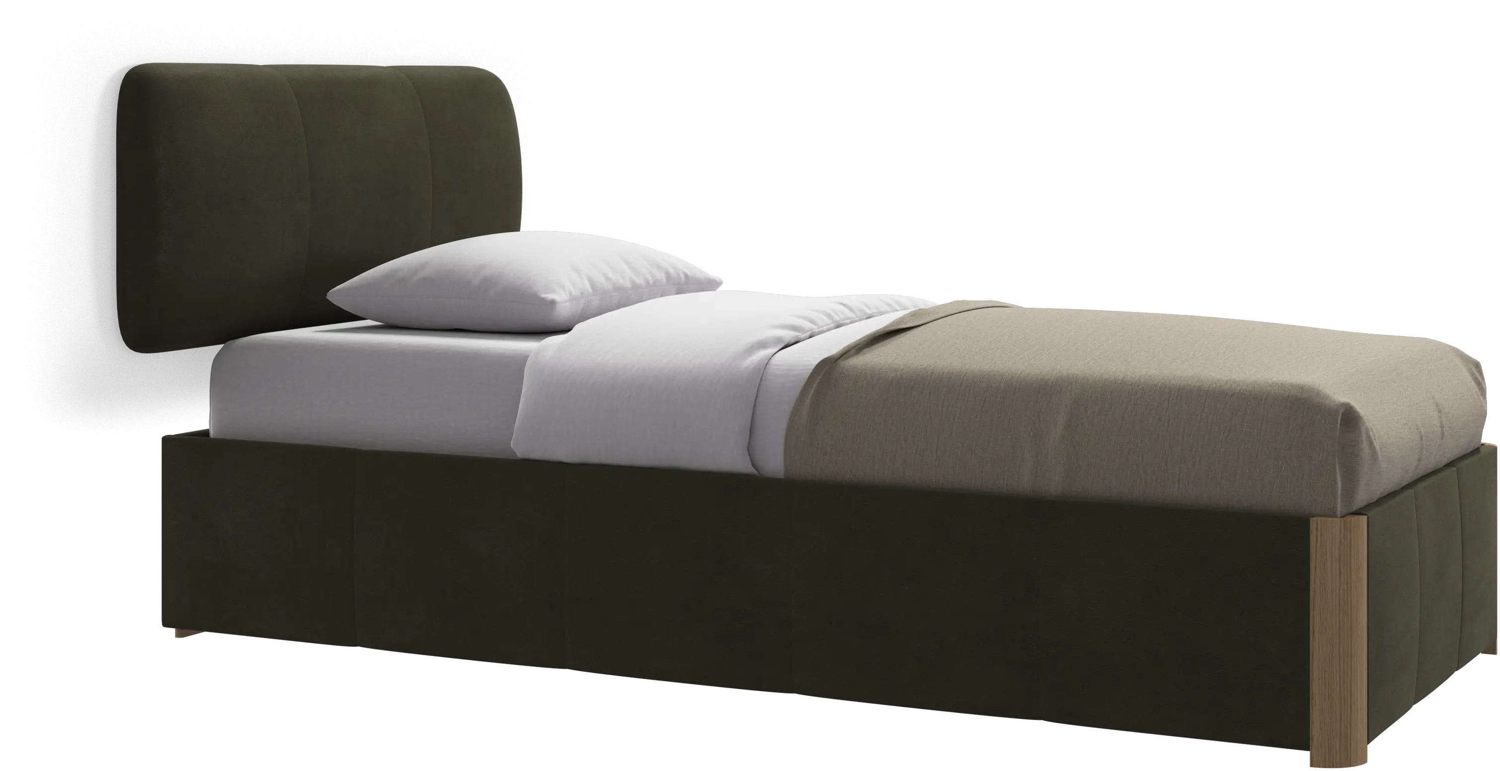 Element bed, wall-mounted headboard, with slats and storage solution, excl. mattress