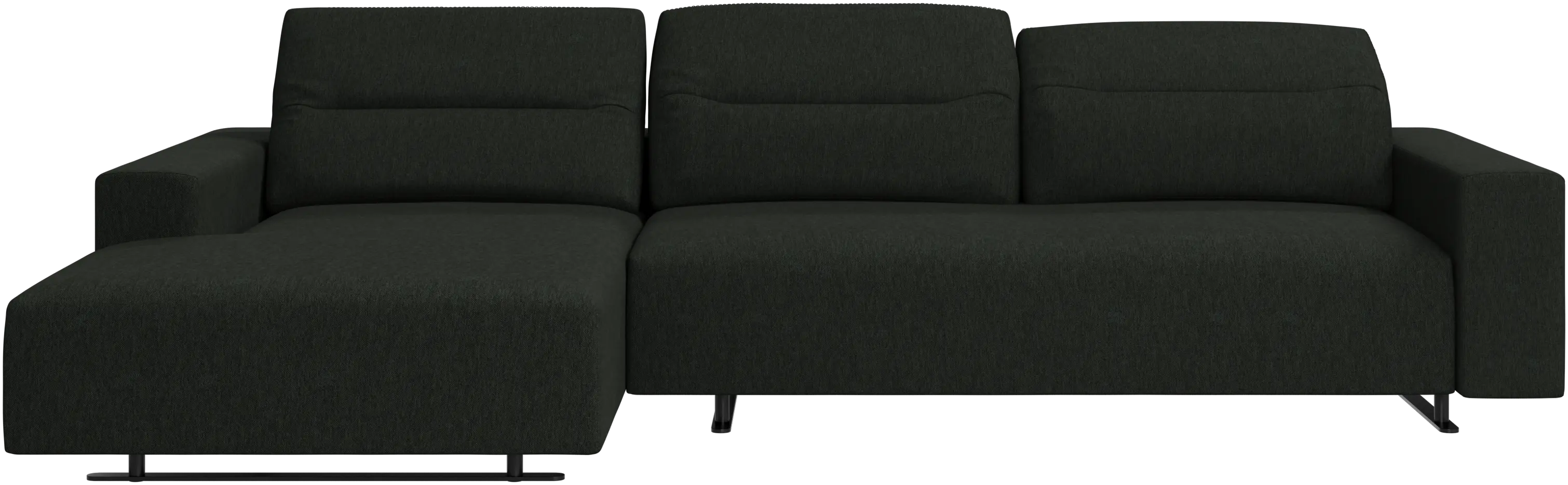 Hampton sofa with adjustable back and resting unit left side, storage right side