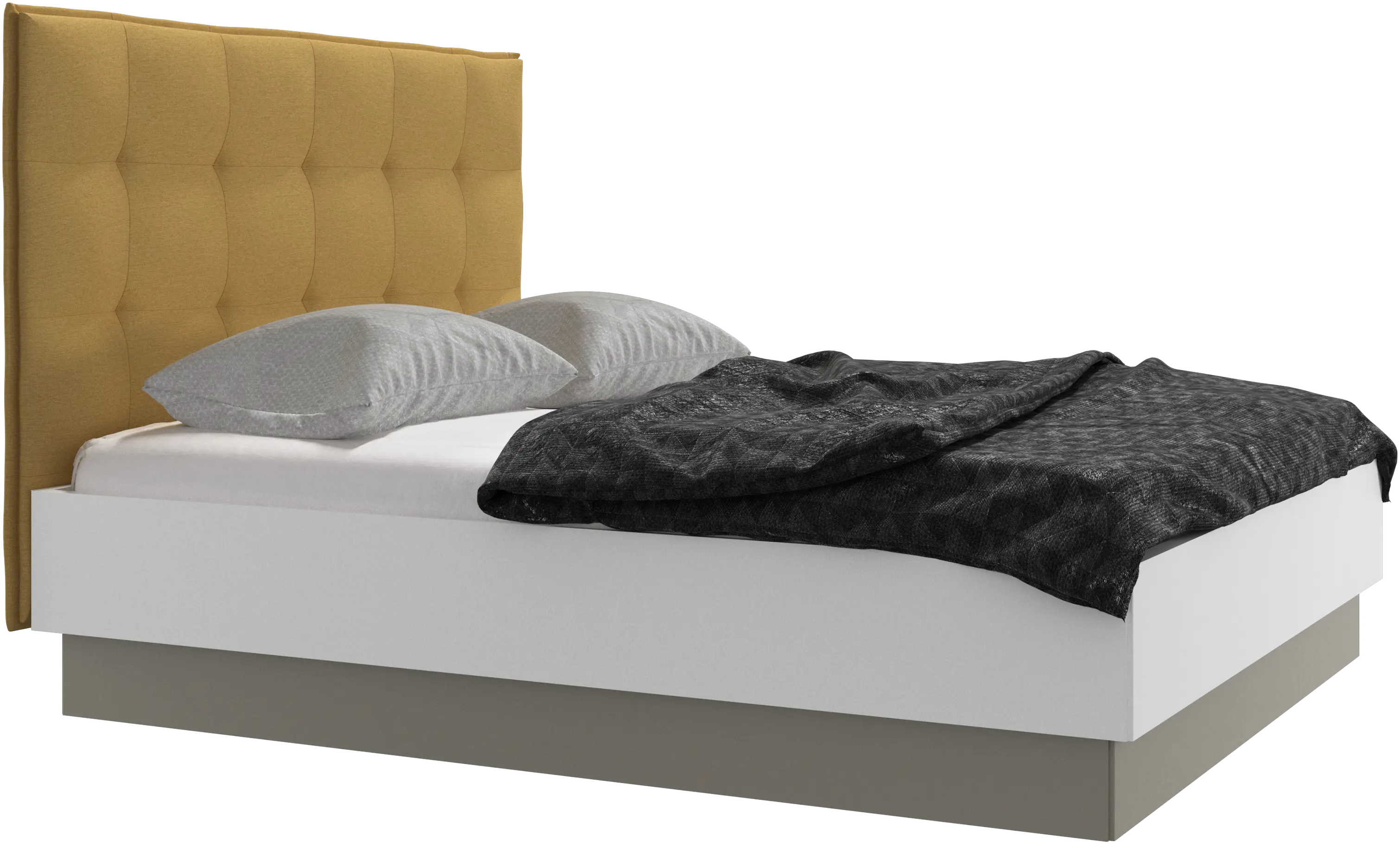 Lit Lugano avec rangement intégré, sommier inclus, hors matelas