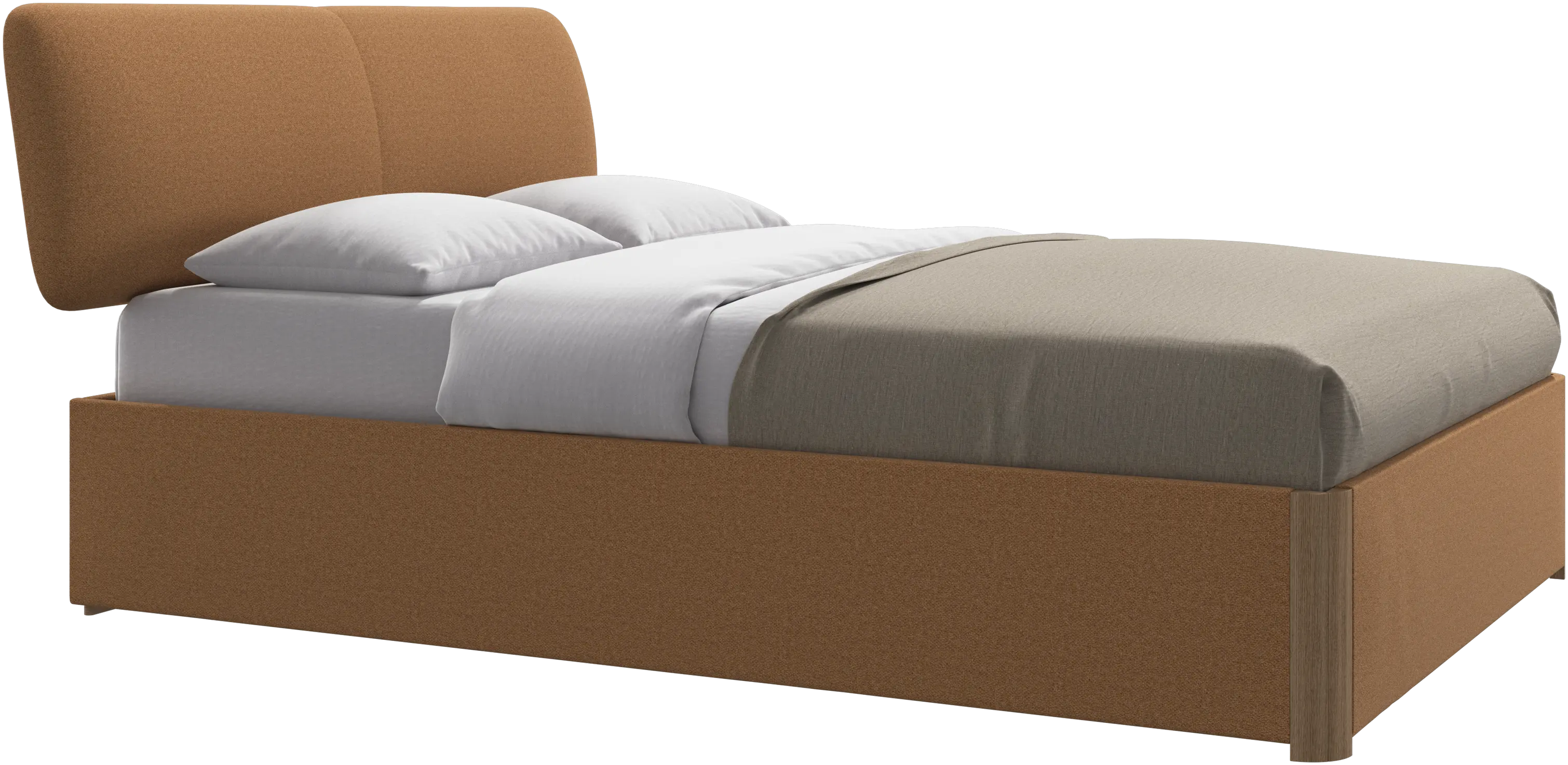 Element bed, bed-mounted headboard, with slats and storage solution, excl. mattress