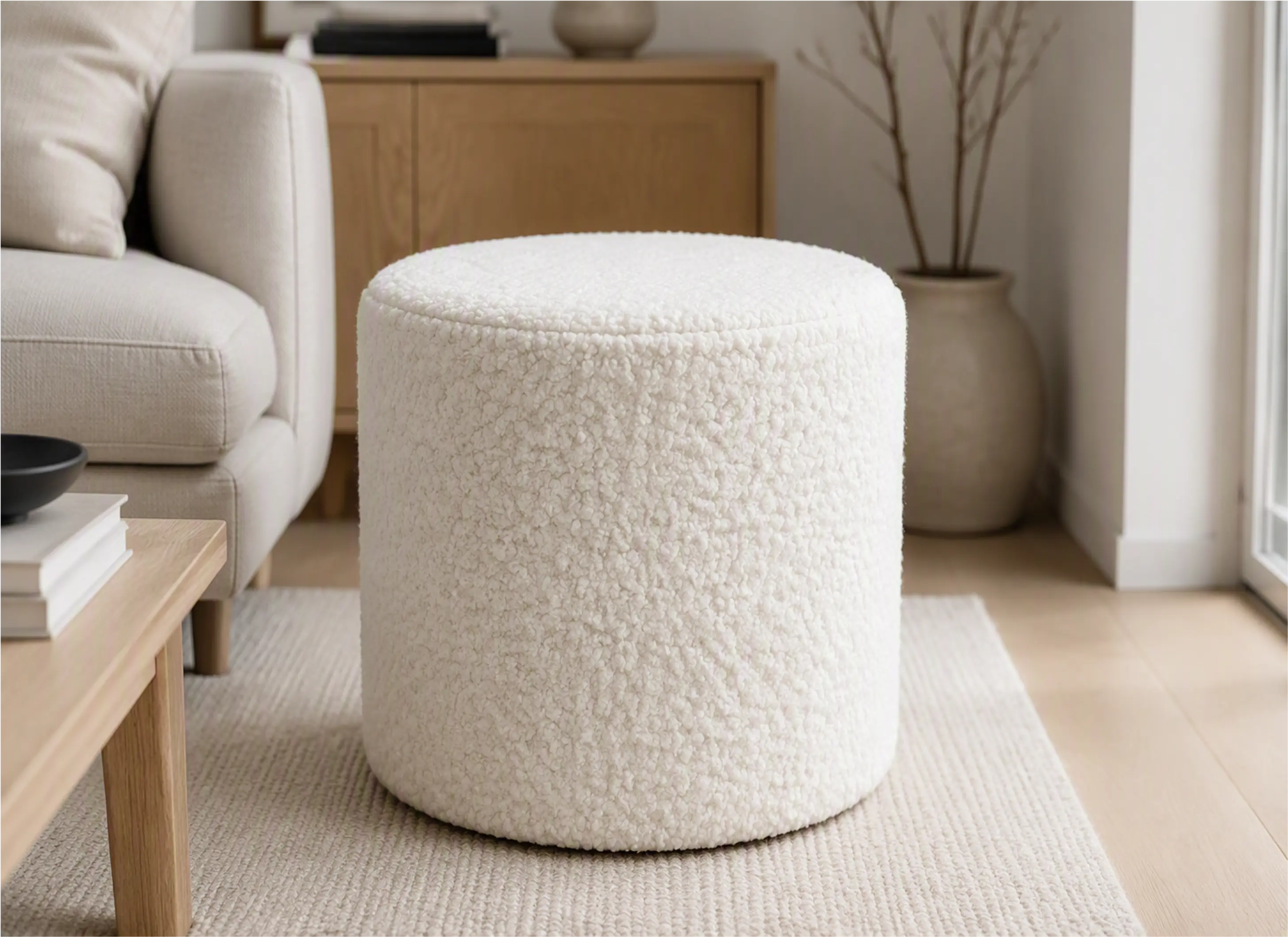 Footstool EDEN FOOTSTOOL in BOUCLE - NOW 50% OFF