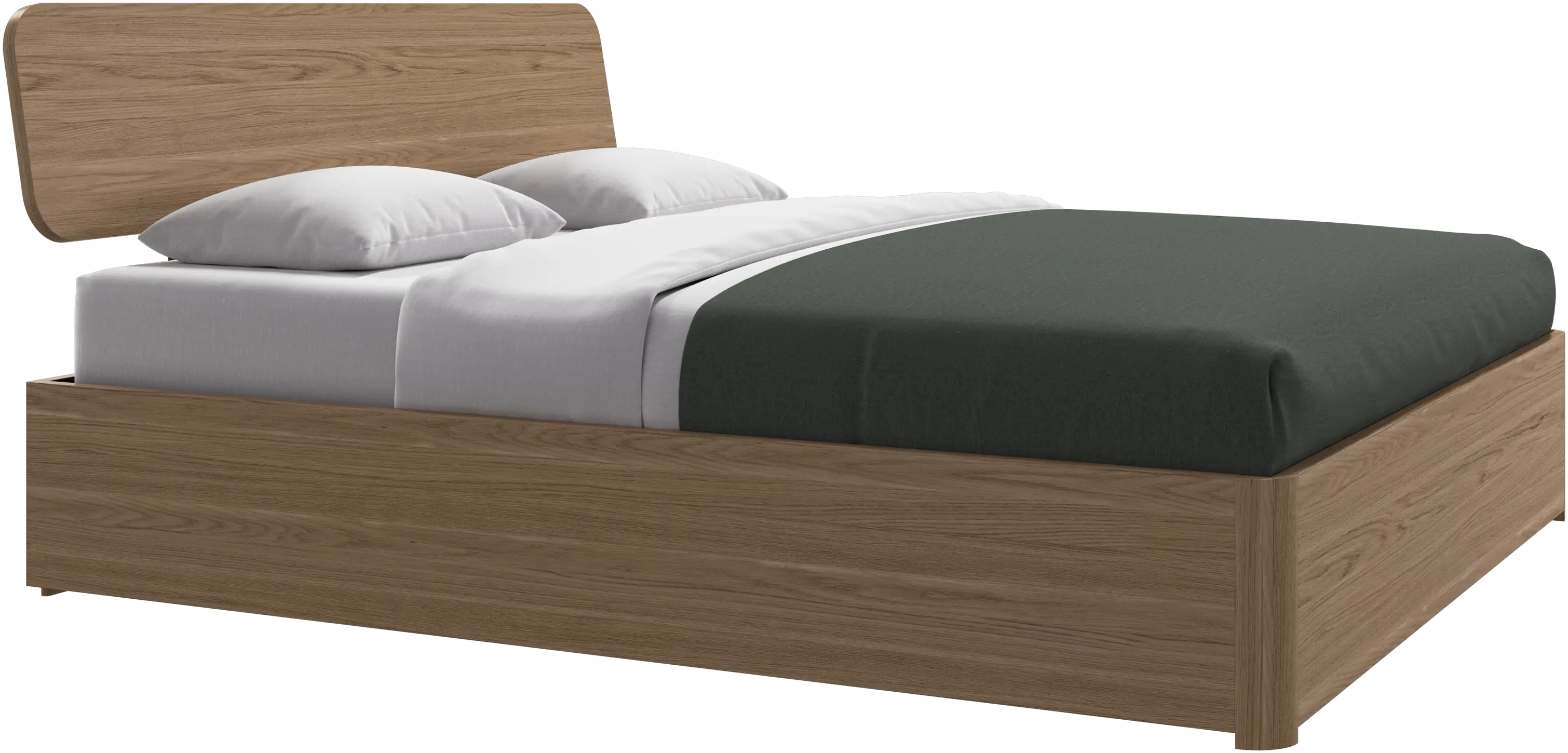 Element bed, bed-mounted headboard, with slats and storage solution, excl. mattress