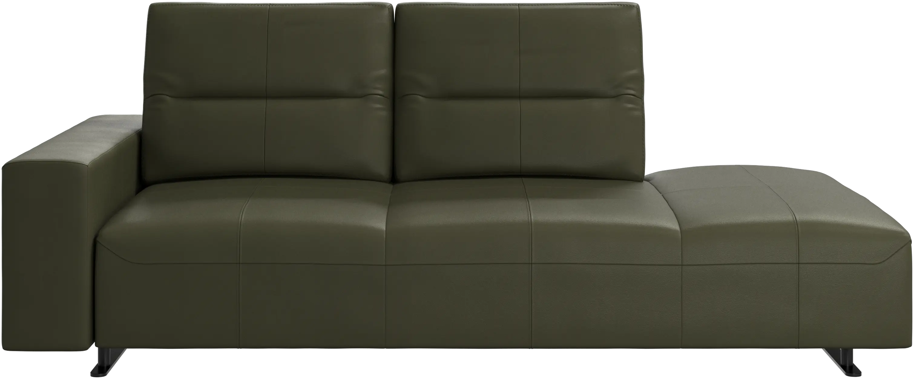 Hampton sofa with adjustable back and lounging unit right side, armrest left