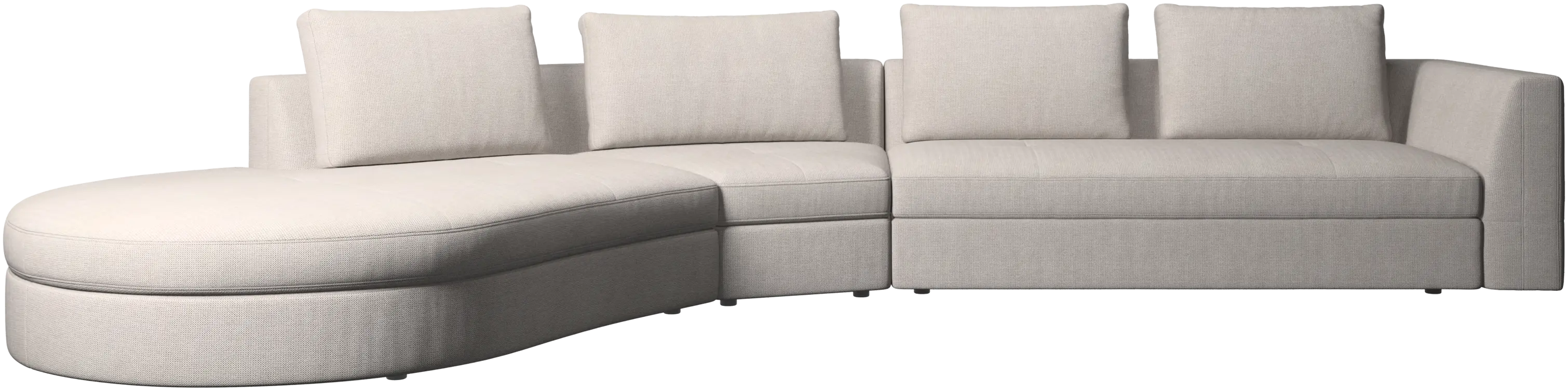 Bergamo sofa with round lounging unit, left
