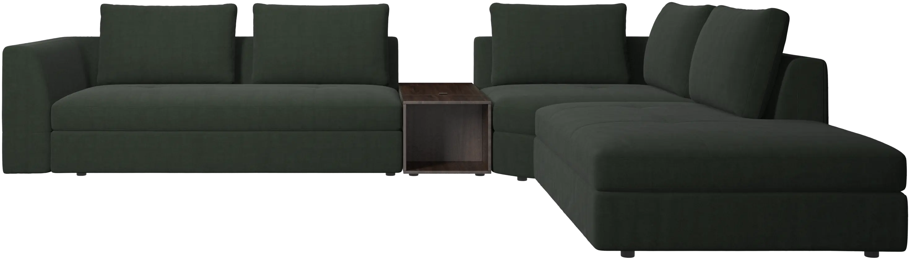 Bergamo corner sofa with lounging unit and footstool w/storage