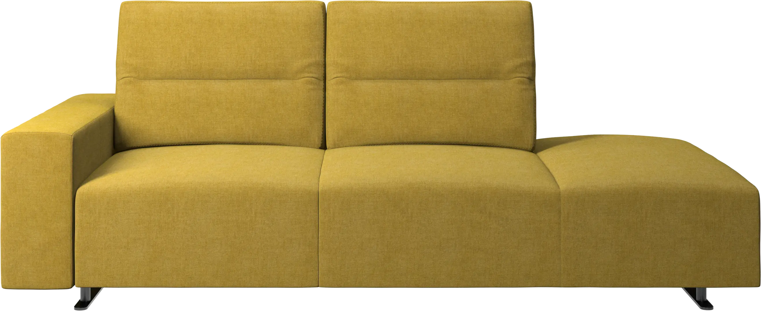 Hampton sofa with adjustable back and lounging unit right side, storage and armrest left side