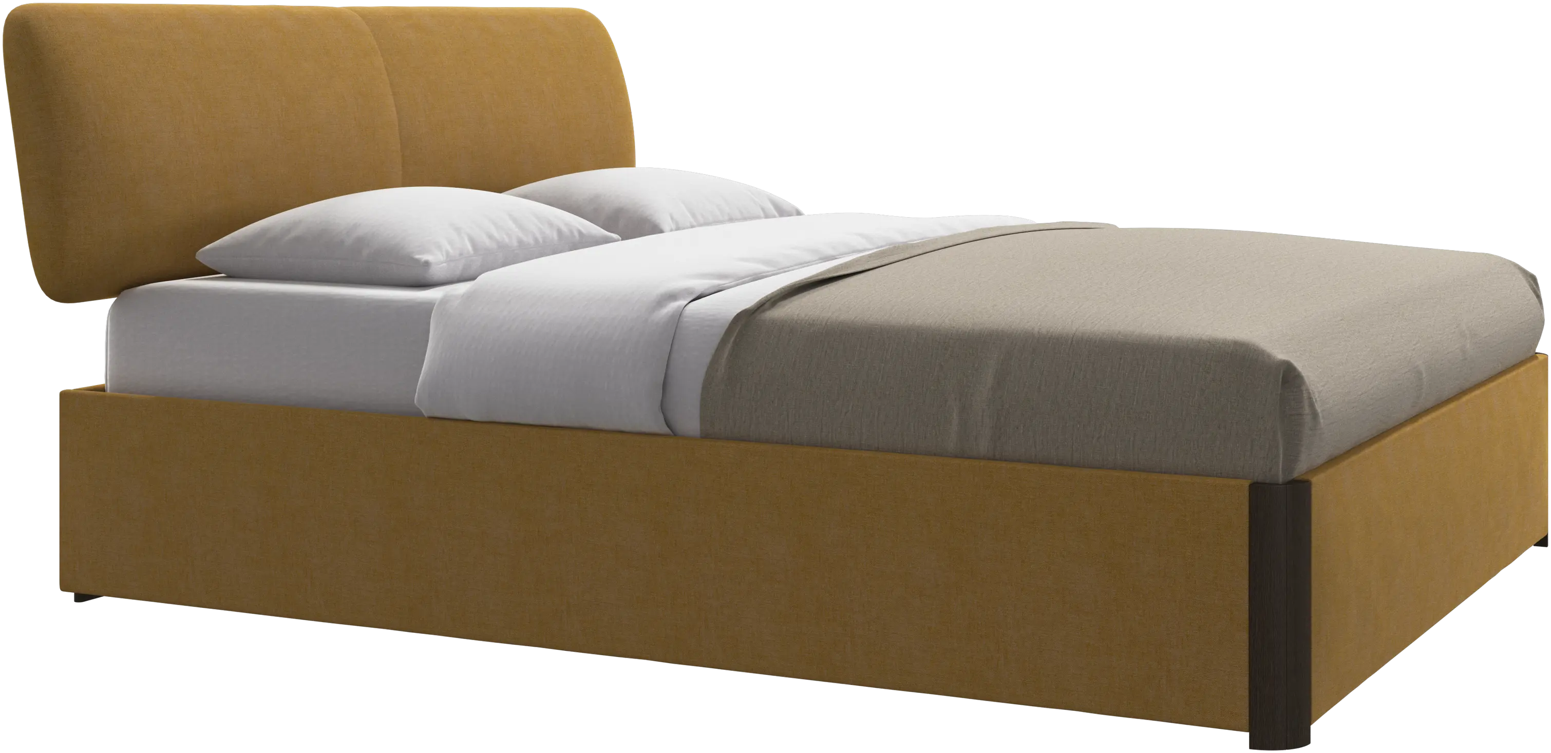 Element lit, tête de lit fixée au lit, avec lattes et solution de stockage, excl. matelas