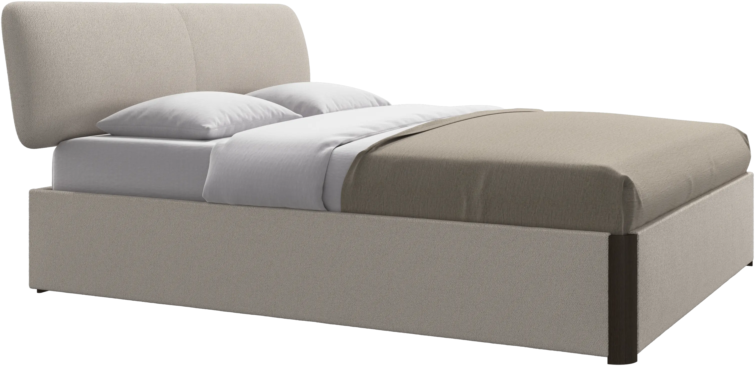 Element lit, tête de lit fixée au lit, avec lattes et solution de stockage, excl. matelas