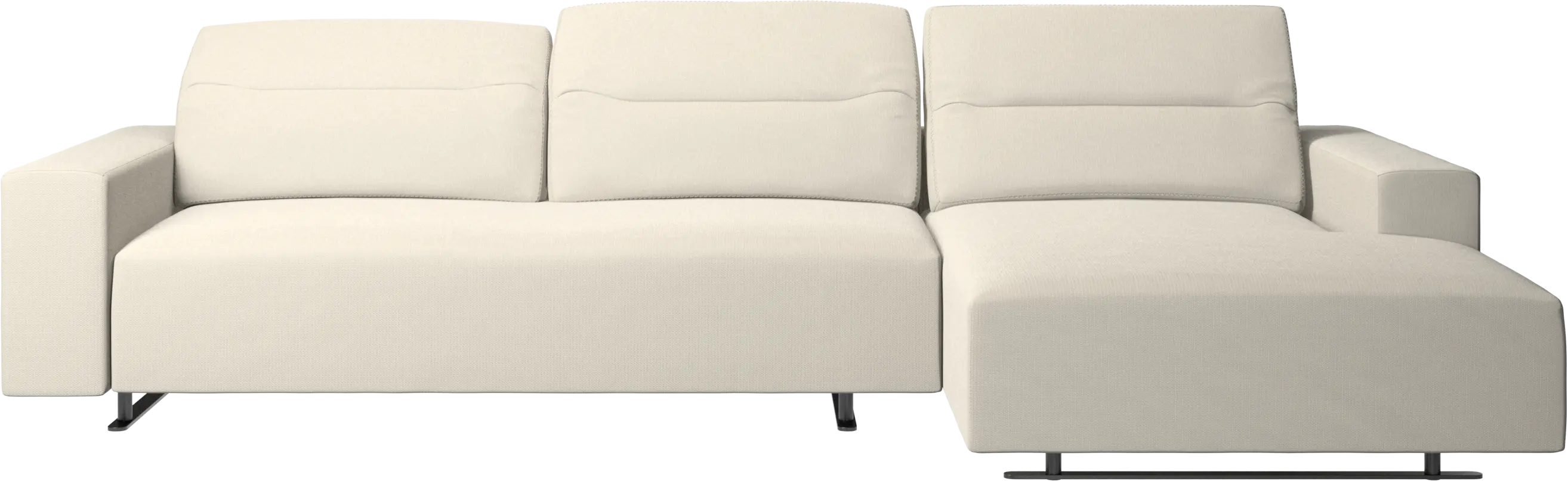 Hampton sofa with adjustable back, resting unit and storage right side