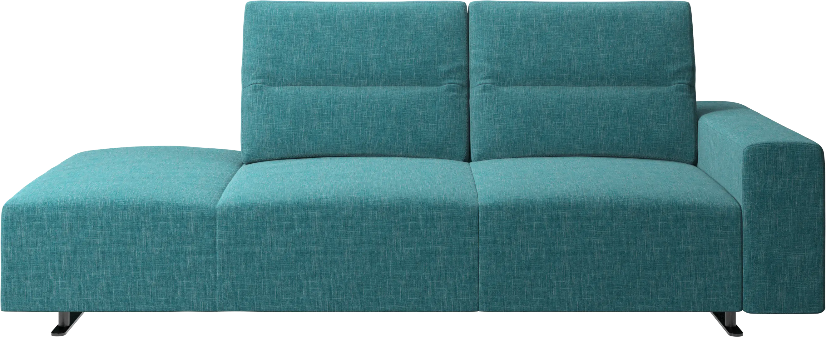 Hampton sofa with adjustable back and lounging unit left side, armrest right