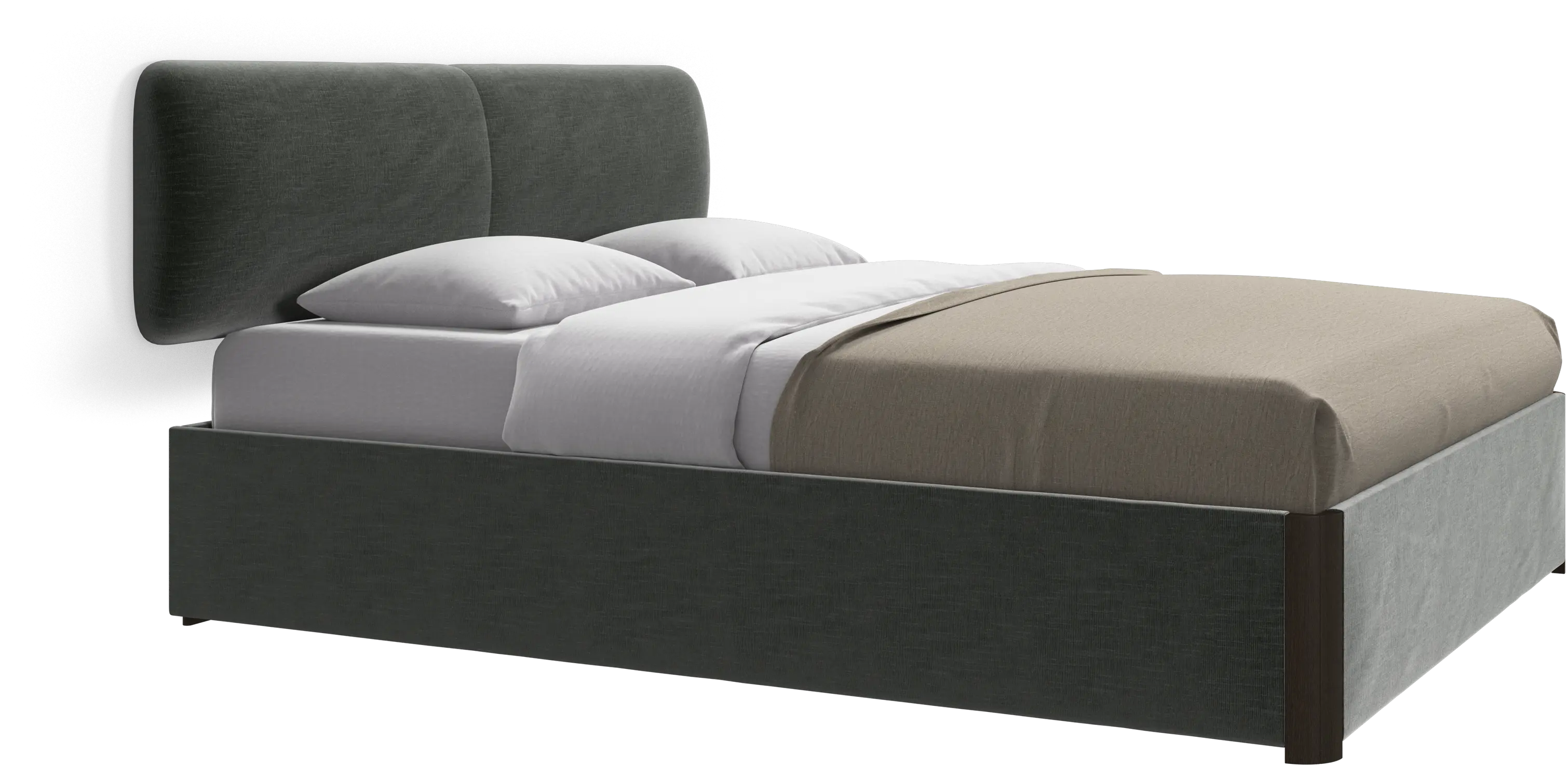 Element bed, wall-mounted headboard, with slats and storage solution, excl. mattress