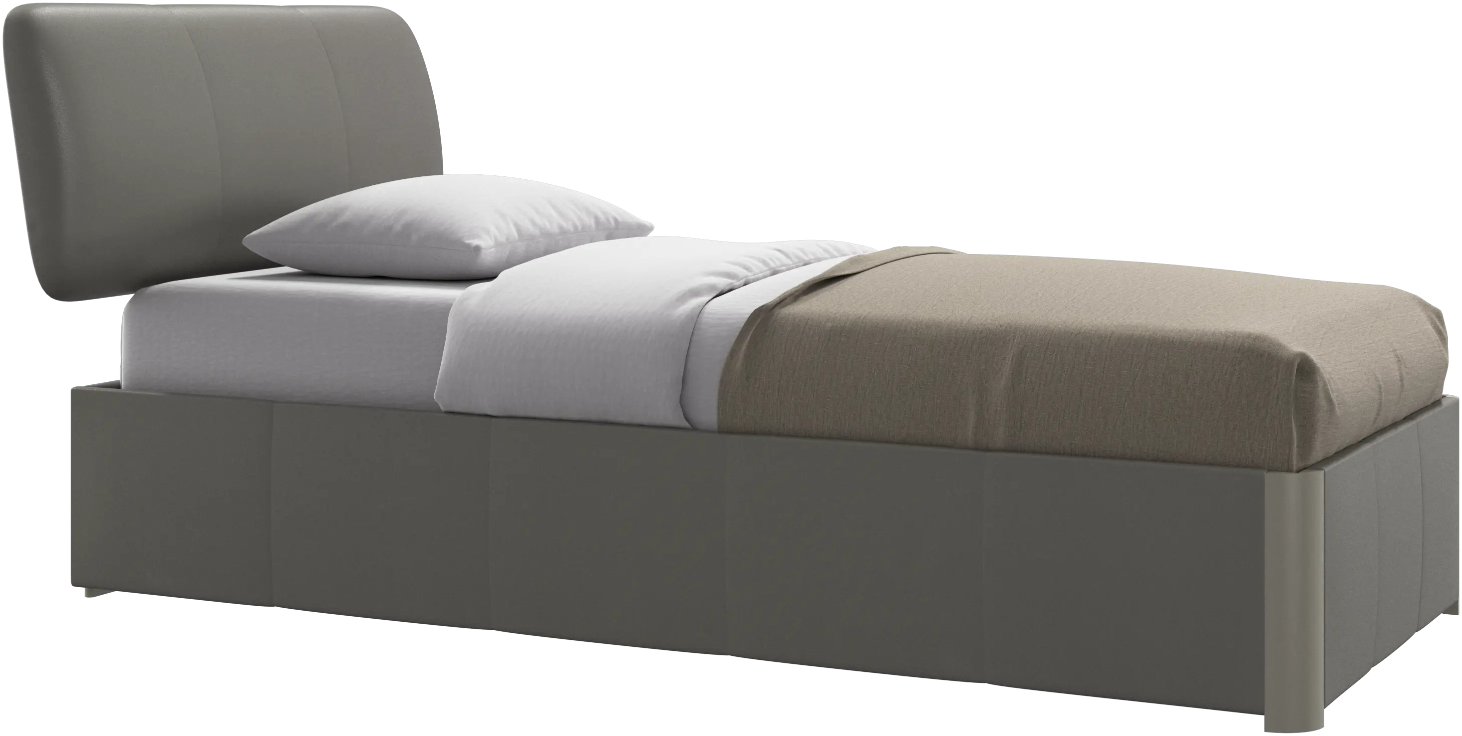 Element lit, tête de lit fixée au lit, avec lattes et solution de stockage, excl. matelas