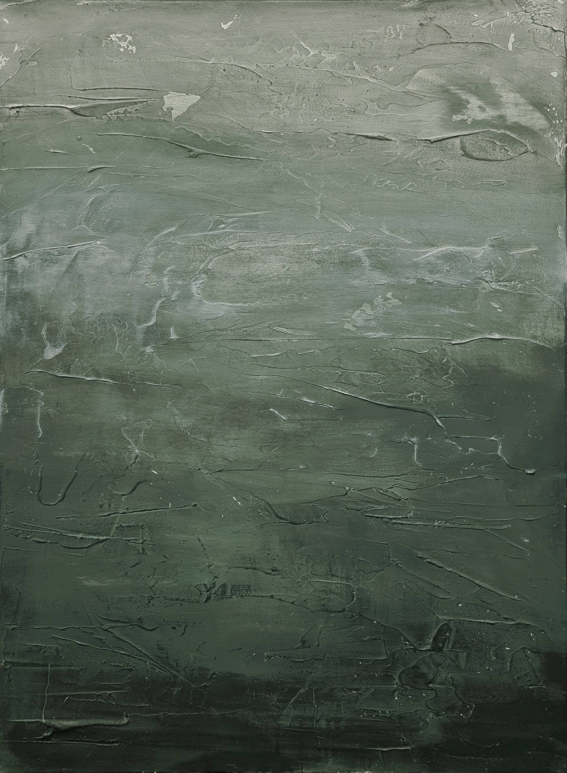 Deep Green Hand-Painted Layered Painting | Unique Green Wall Art