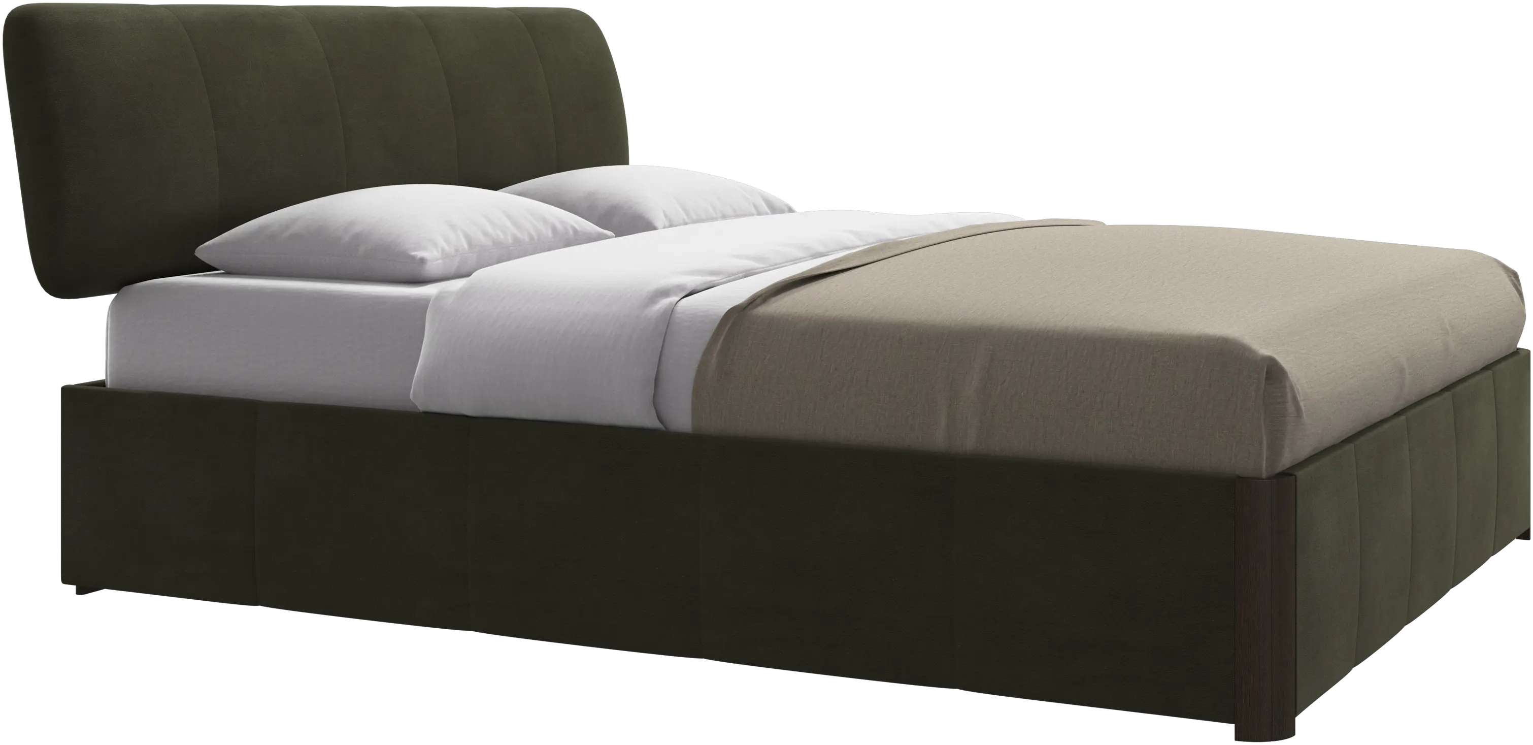 Element bed, bed-mounted headboard, with slats and storage solution, excl. mattress