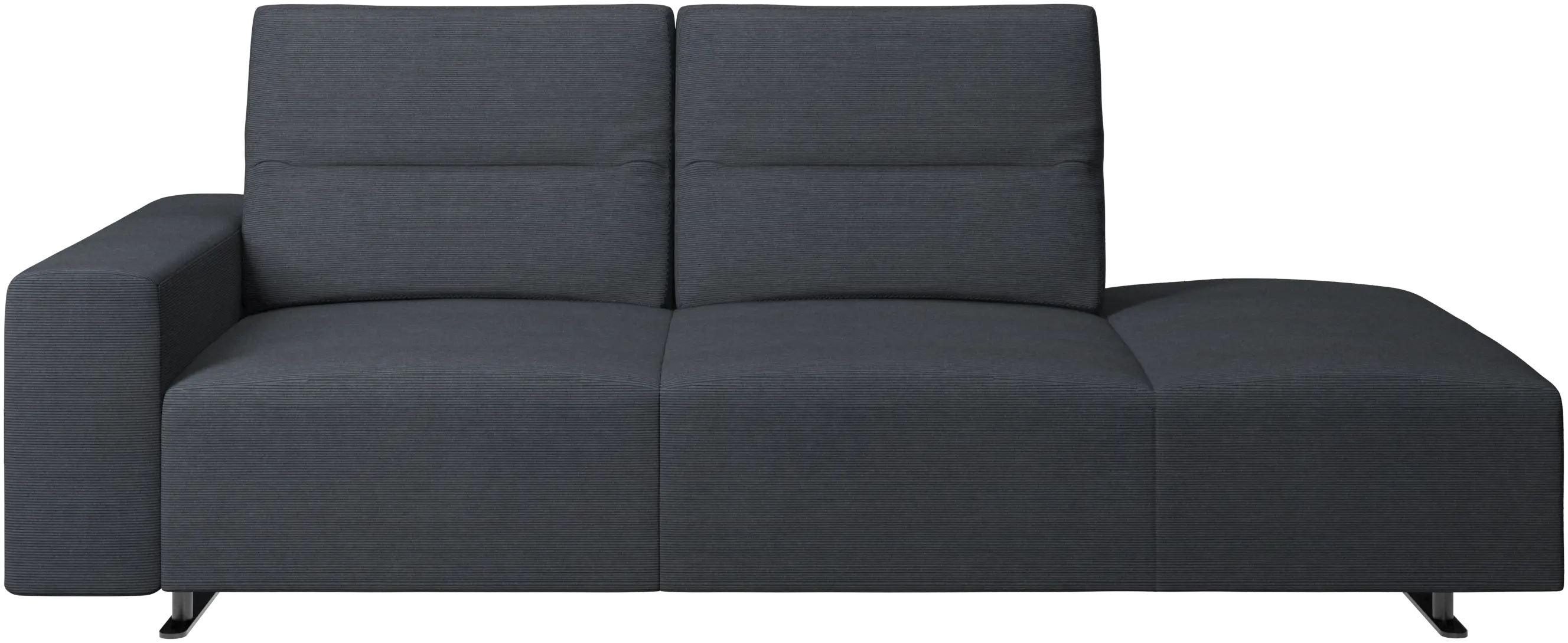 Hampton sofa with adjustable back and lounging unit right side, armrest left