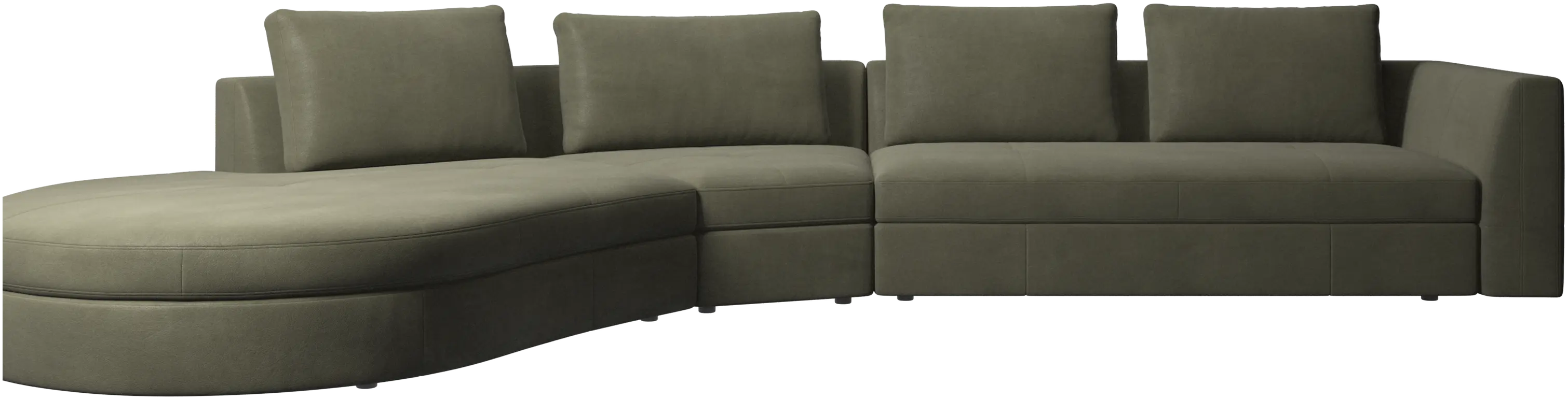 Bergamo sofa with round lounging unit, left