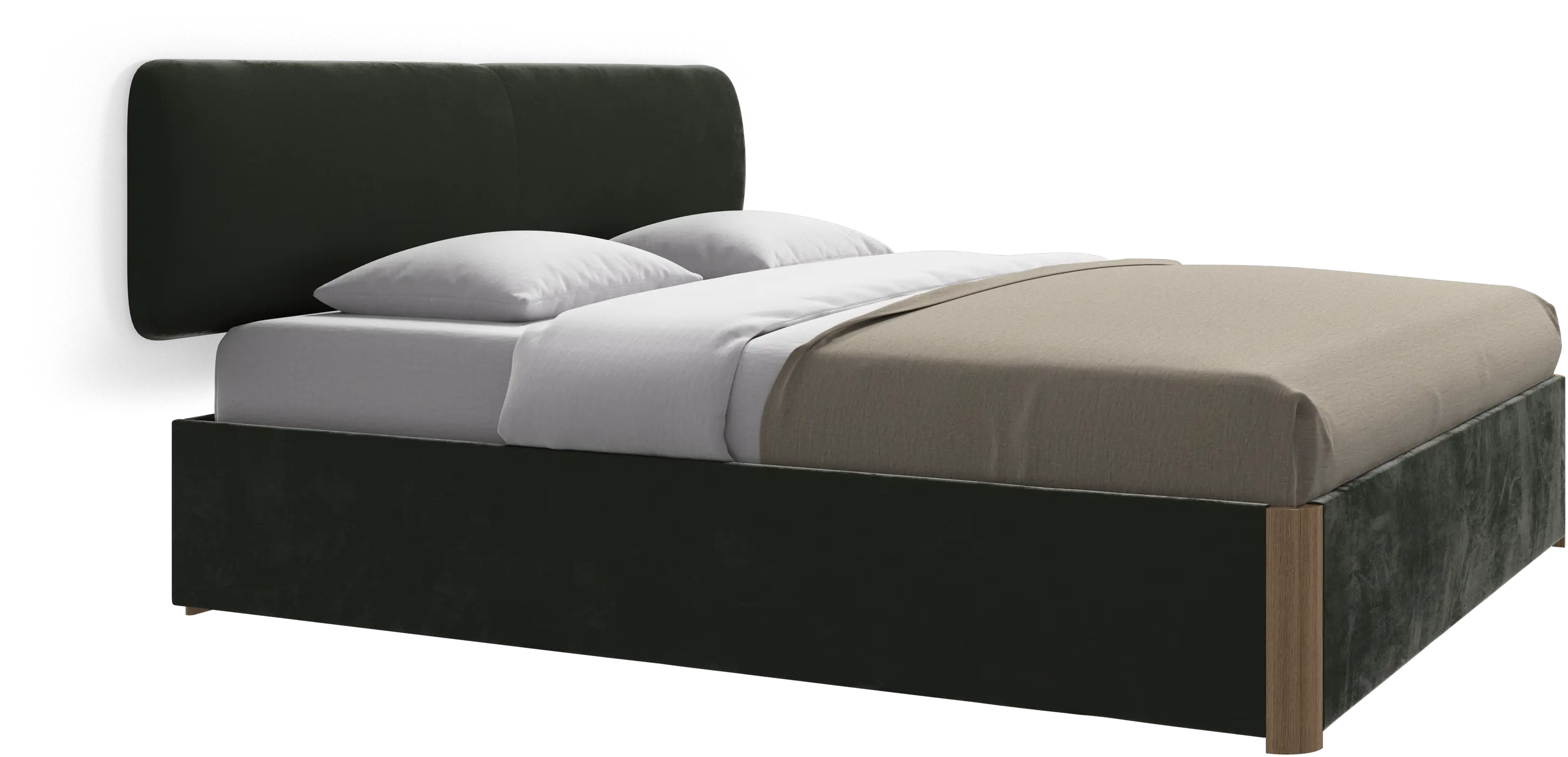 Element lit, tête de lit murale, avec lattes et solution de stockage, excl. matelas