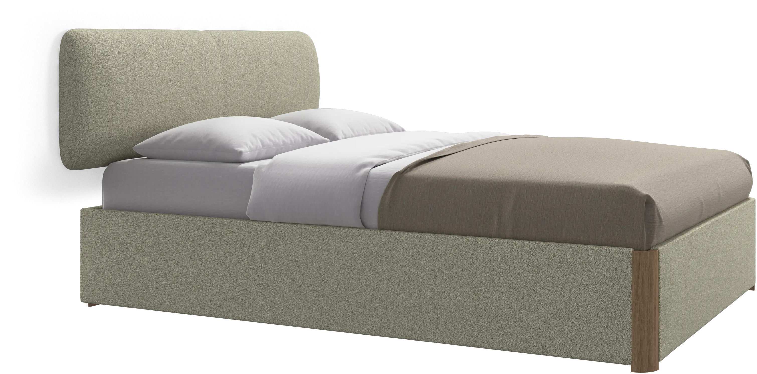 Element bed, wall-mounted headboard, with slats and storage solution, excl. mattress