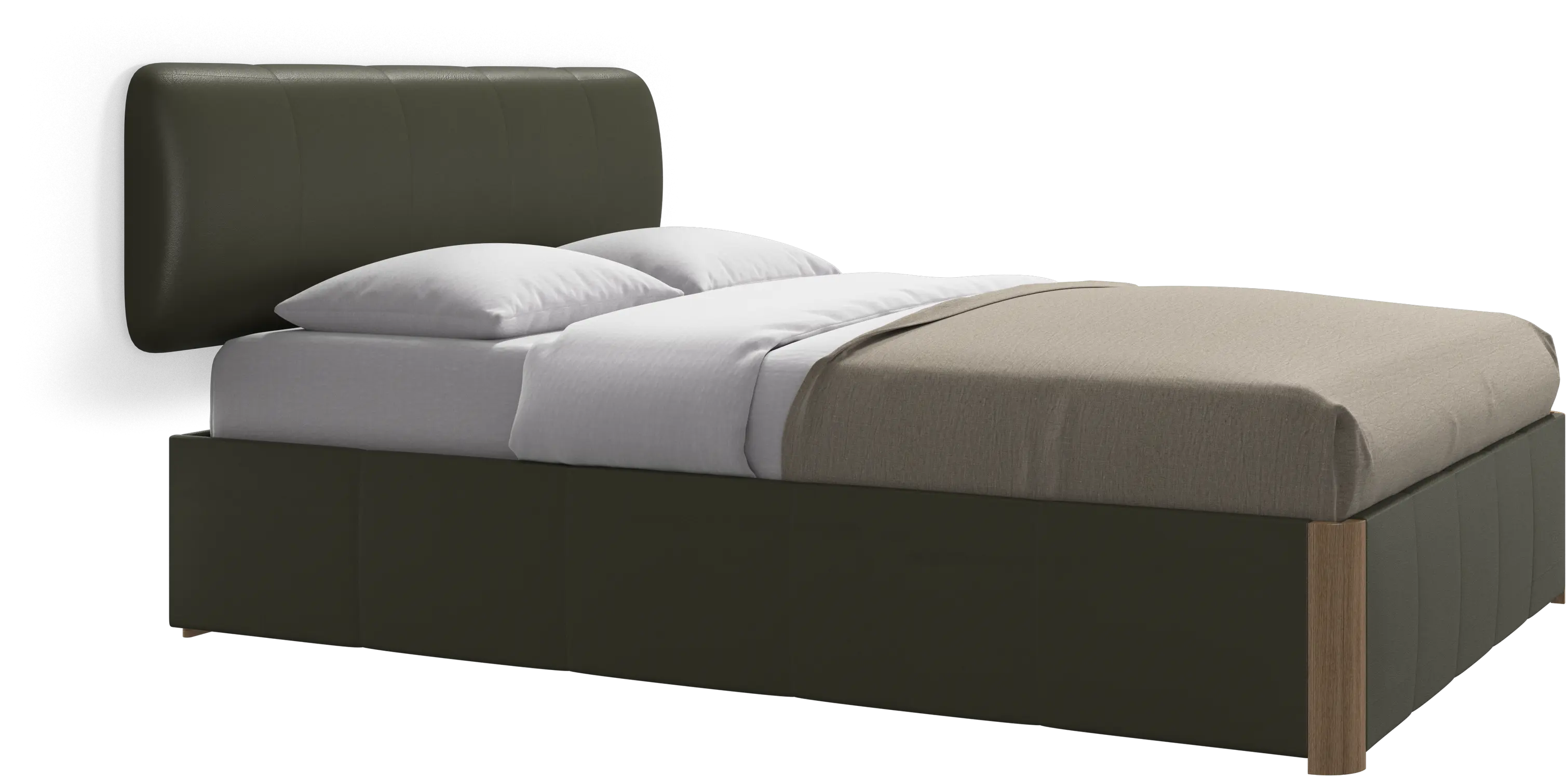 Element bed, wall-mounted headboard, with slats and storage solution, excl. mattress
