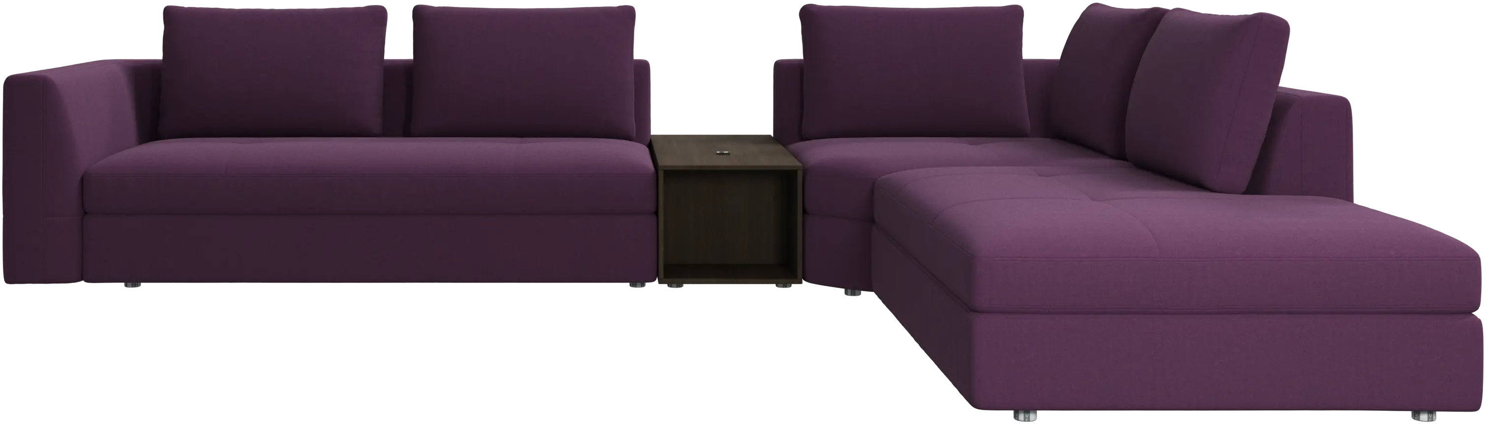 Bergamo corner sofa with lounging unit and footstool w/storage