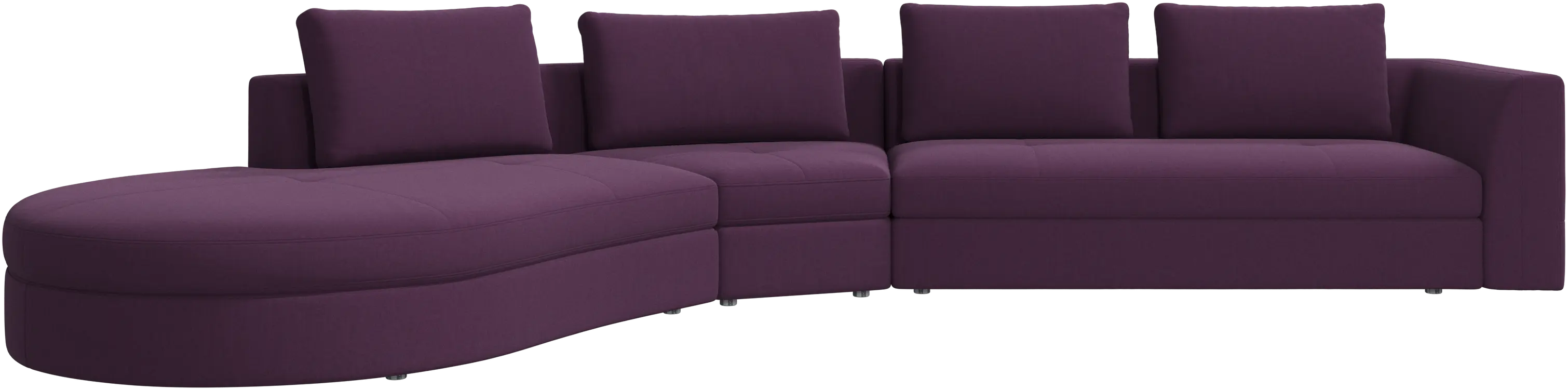 Bergamo sofa with round lounging unit, left
