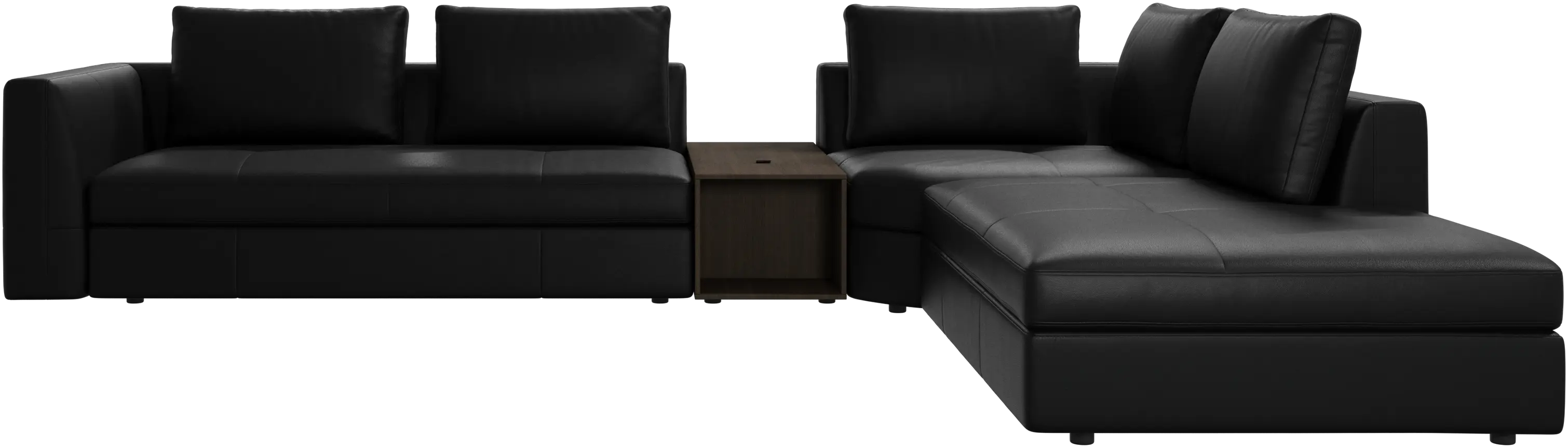 Bergamo corner sofa with lounging unit and footstool w/storage