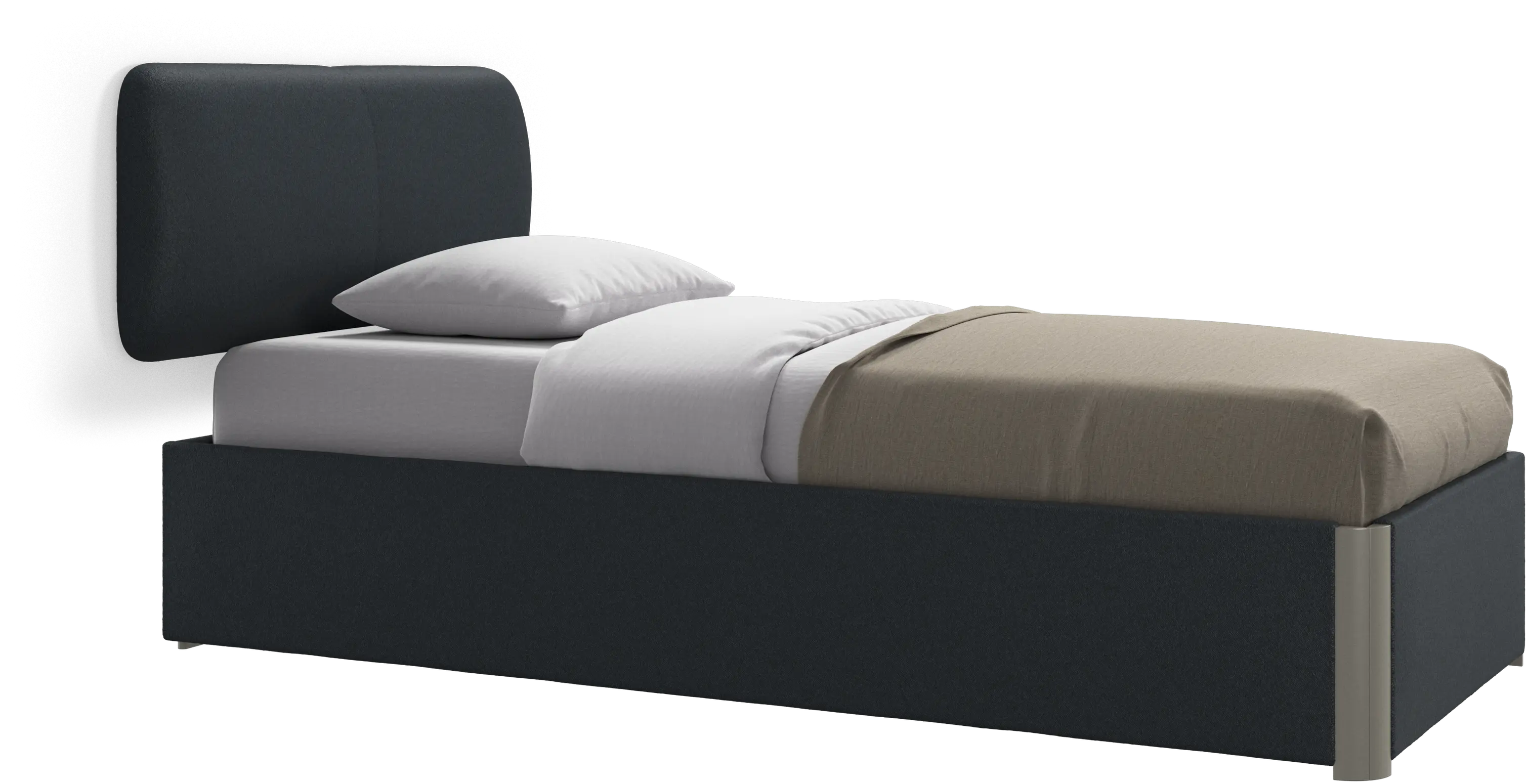 Element bed, wall-mounted headboard, with slats and storage solution, excl. mattress