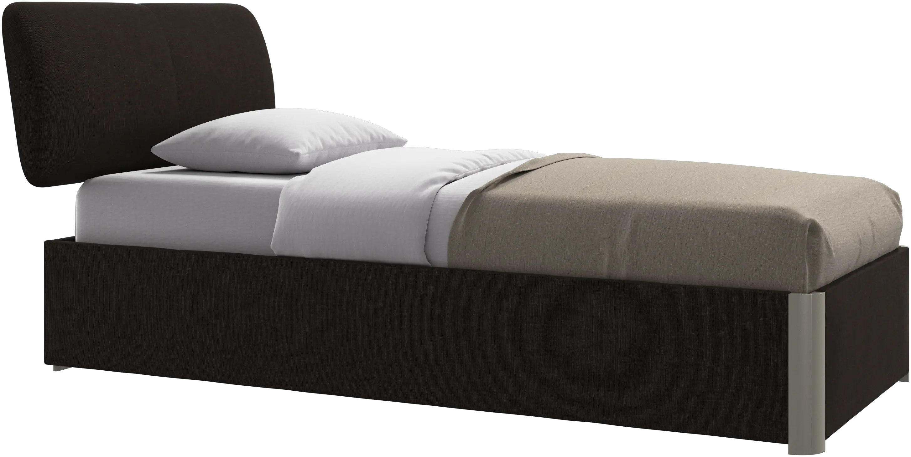 Element lit, tête de lit fixée au lit, avec lattes et solution de stockage, excl. matelas