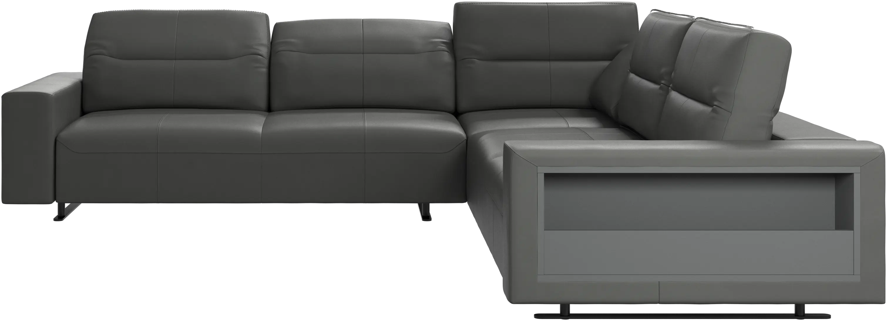 Hampton corner sofa with adjustable back and storage on right side