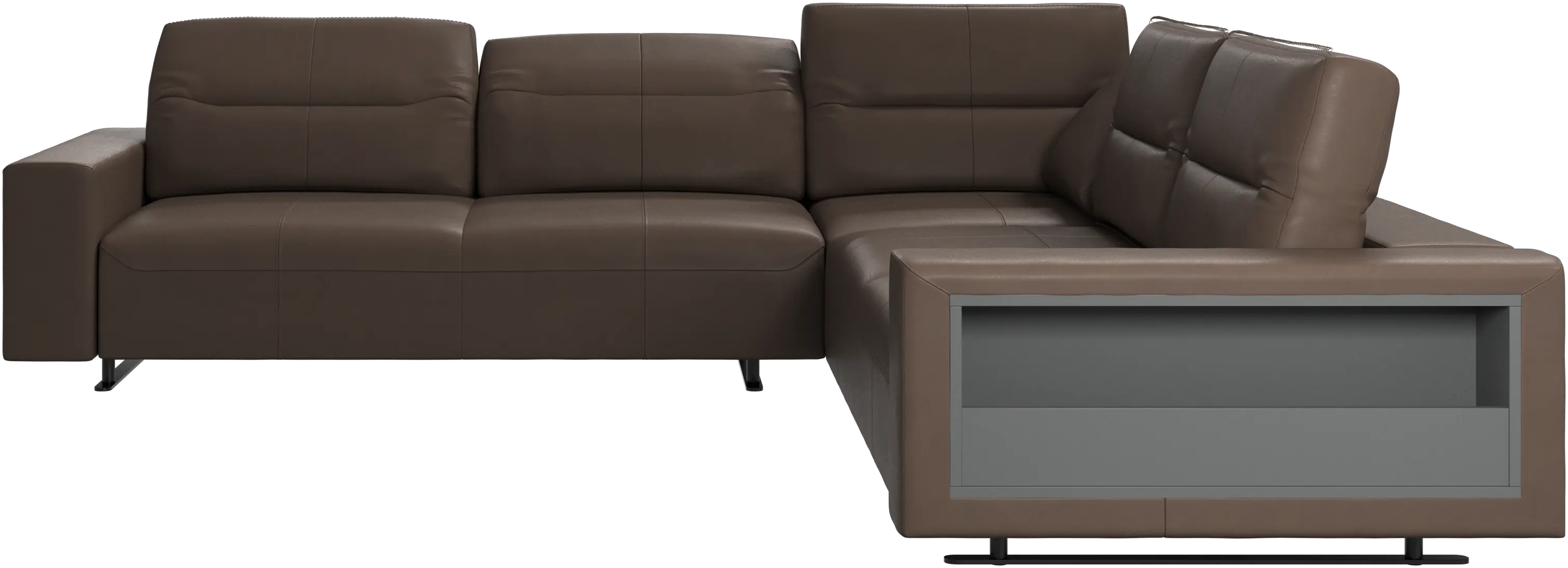 Hampton corner sofa with adjustable back and storage on right side