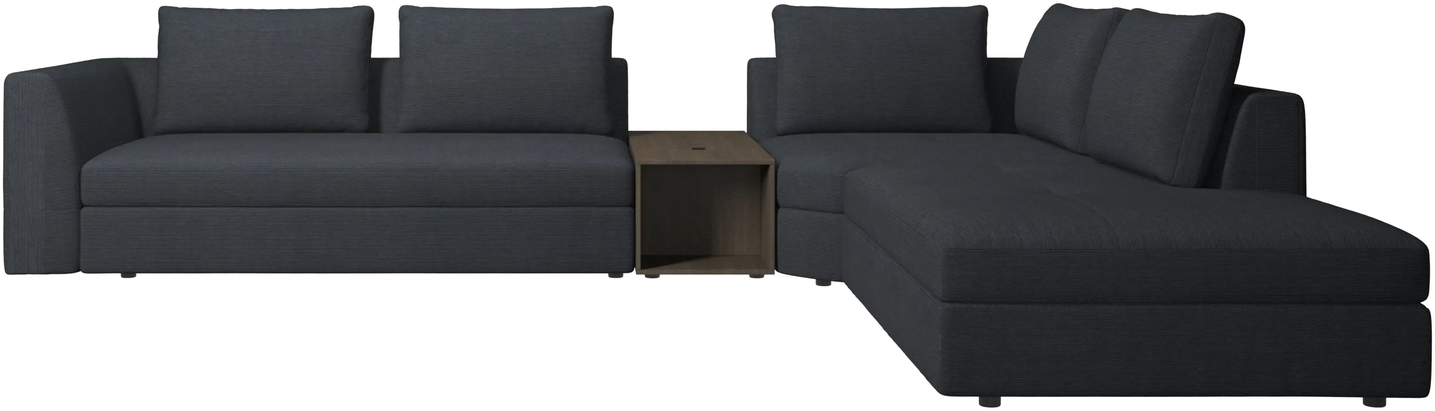 Bergamo corner sofa with lounging unit and footstool w/storage