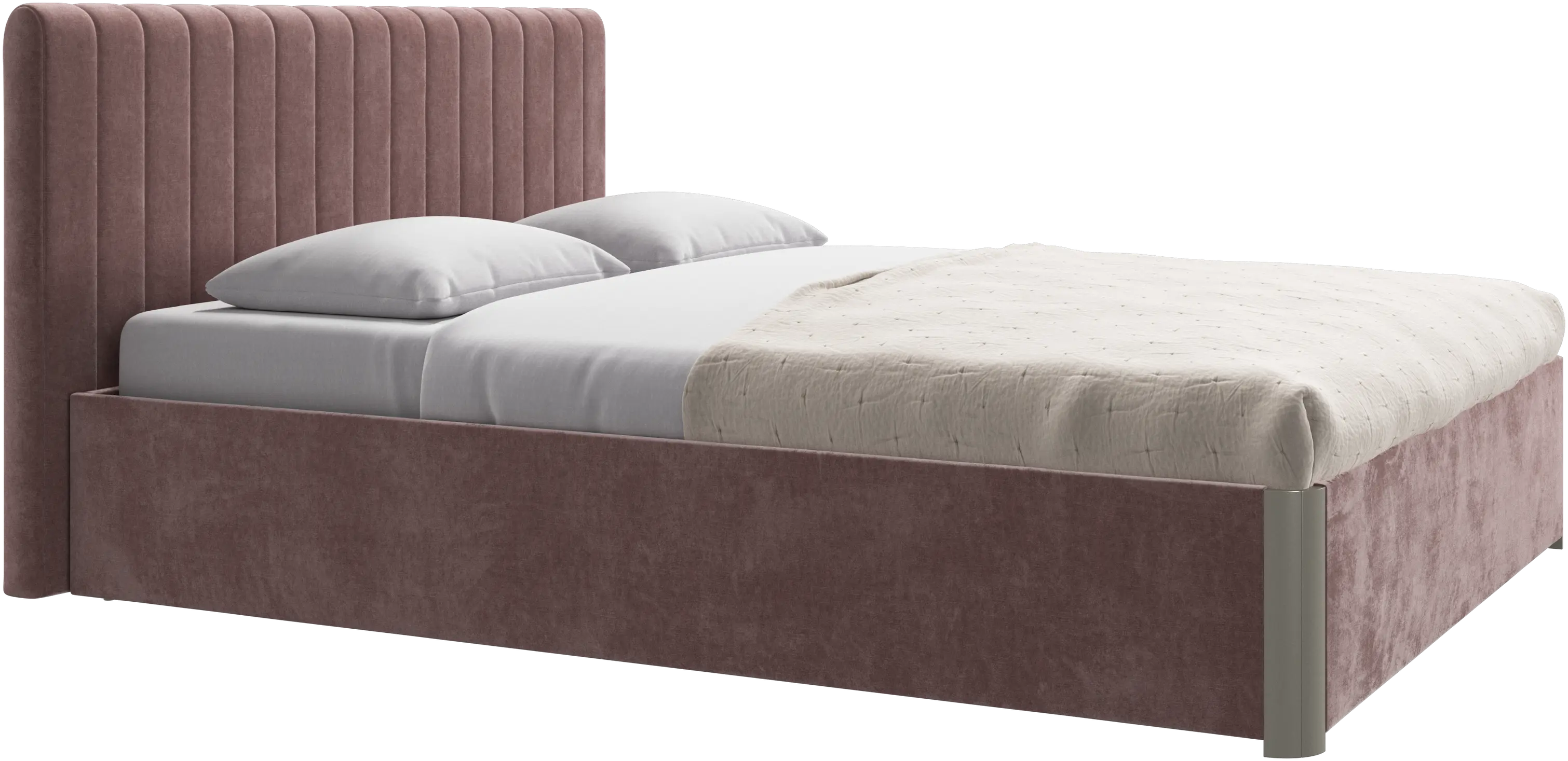 Element bed, bed-mounted headboard, with slats and storage solution, excl. mattress