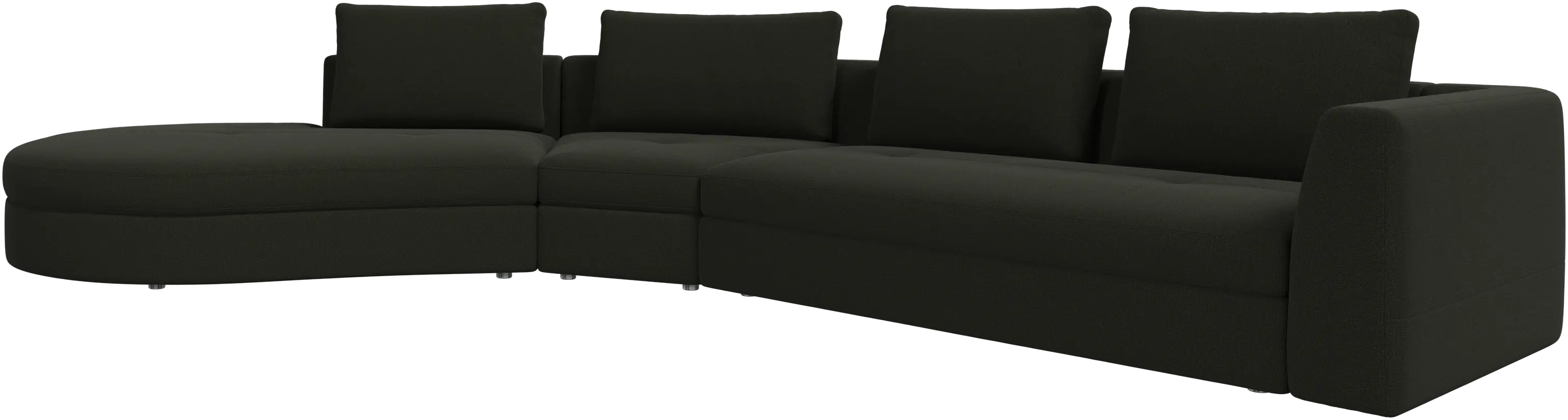 Sofá Bergamo con módulo redondo de descanso, izquierdo