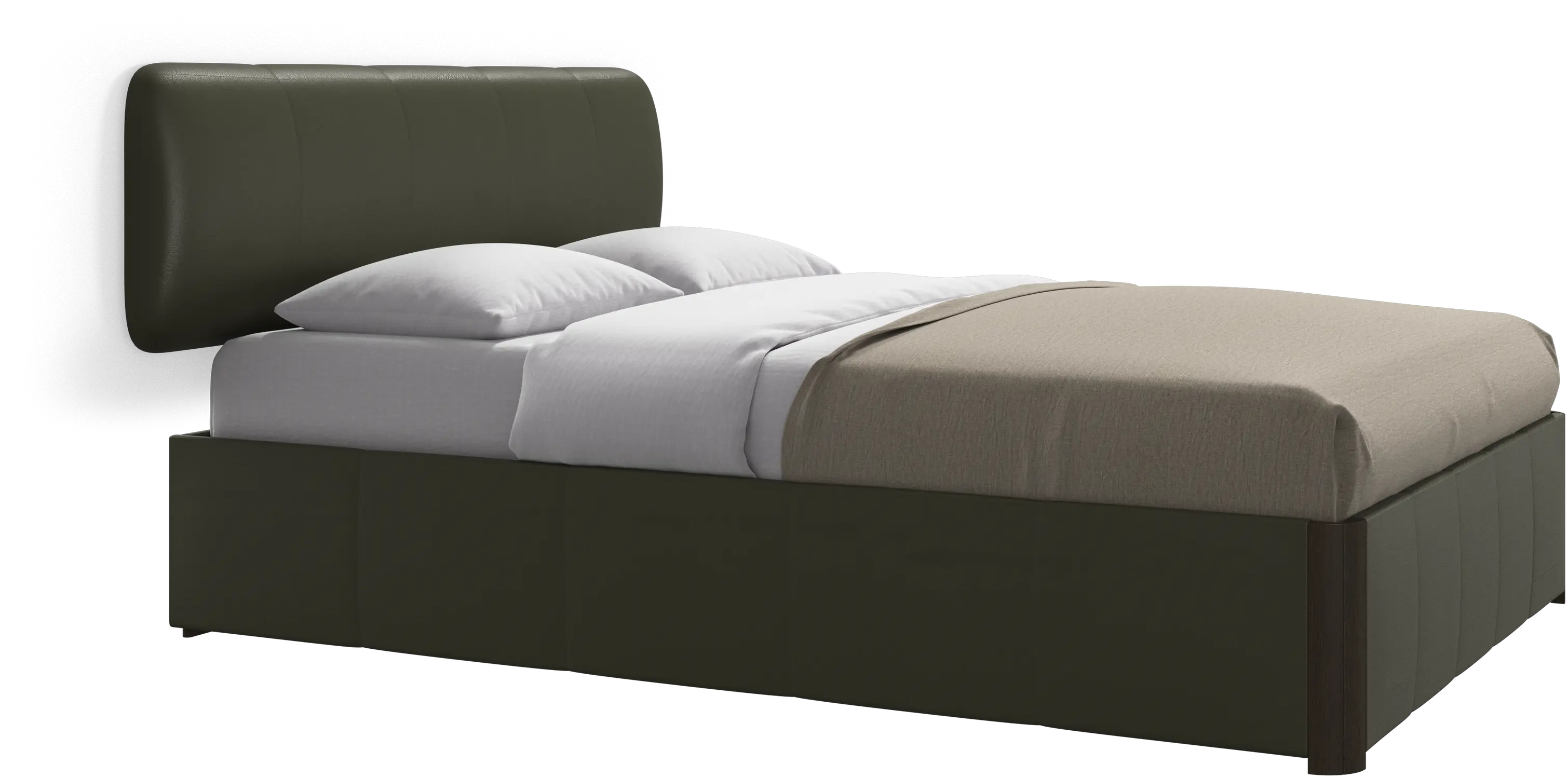 Element bed, wall-mounted headboard, with slats and storage solution, excl. mattress