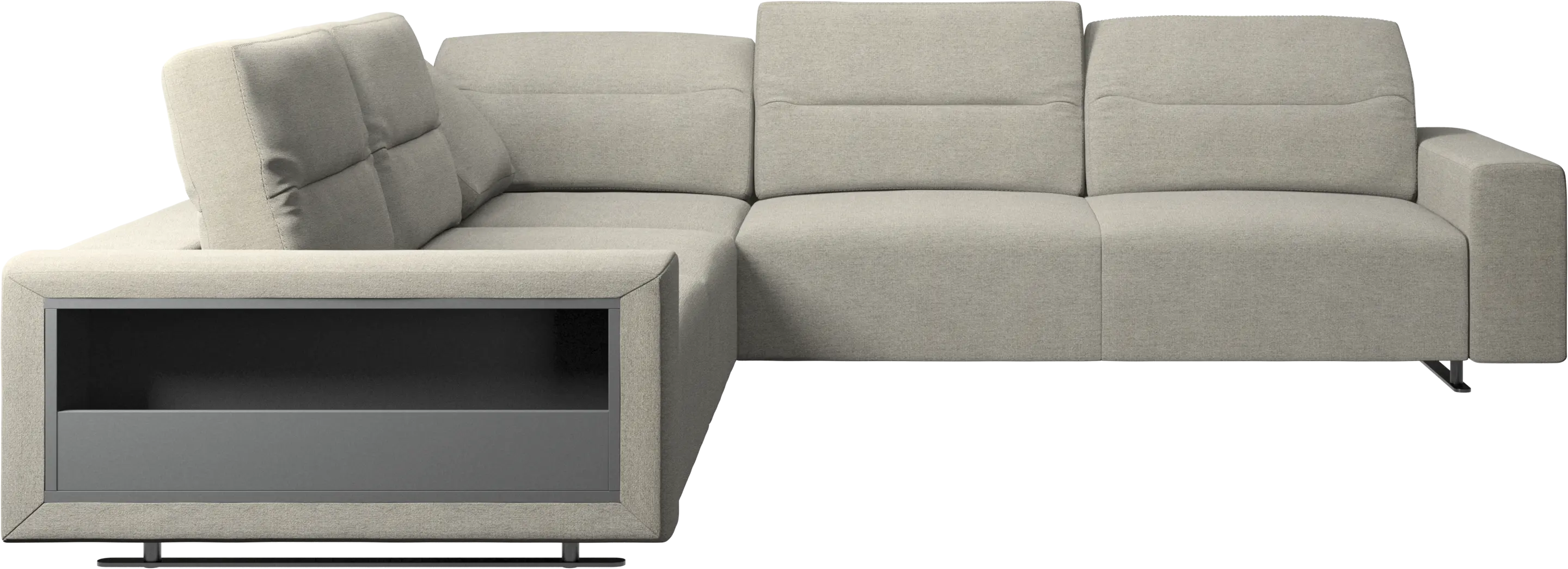Hampton corner sofa with adjustable back and storage on left side