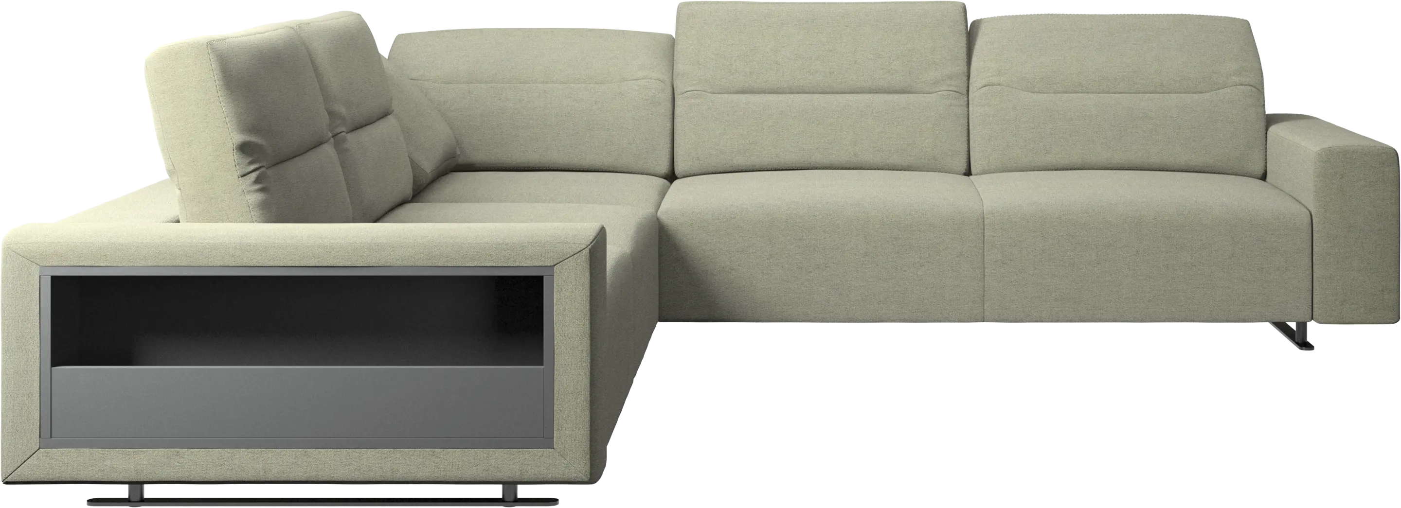Hampton corner sofa with adjustable back and storage on left side