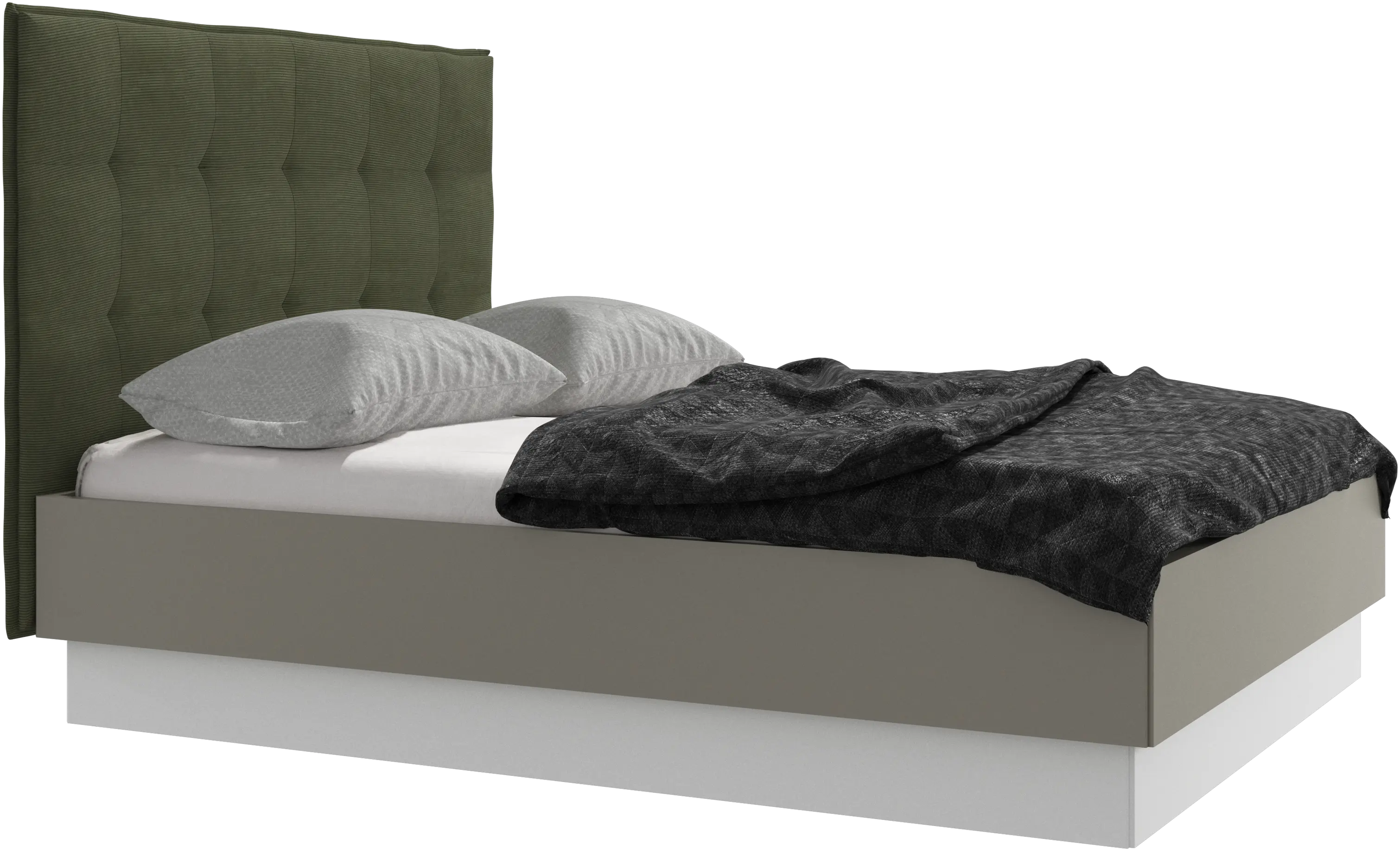 Lit Lugano avec rangement intégré, sommier inclus, hors matelas