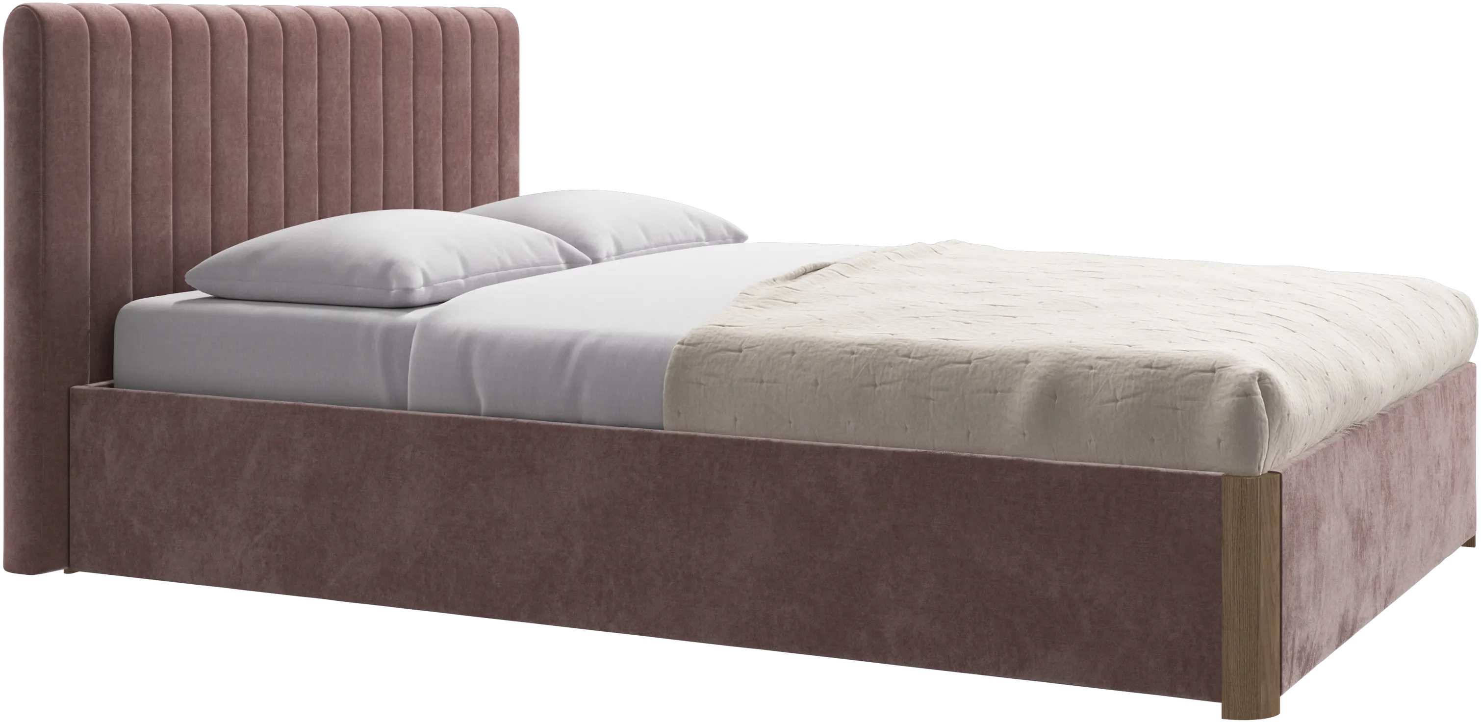 Element cama, cabecero montado en la cama, con láminas y solución de almacenamiento, excl. colchón