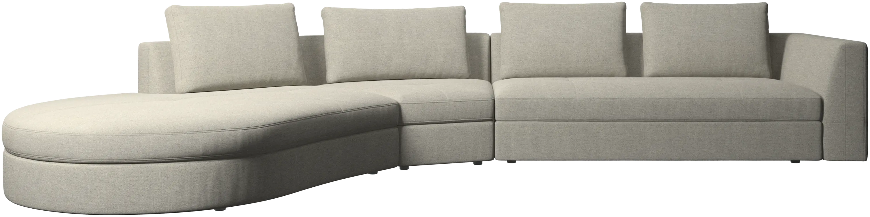Bergamo sofa with round lounging unit, left