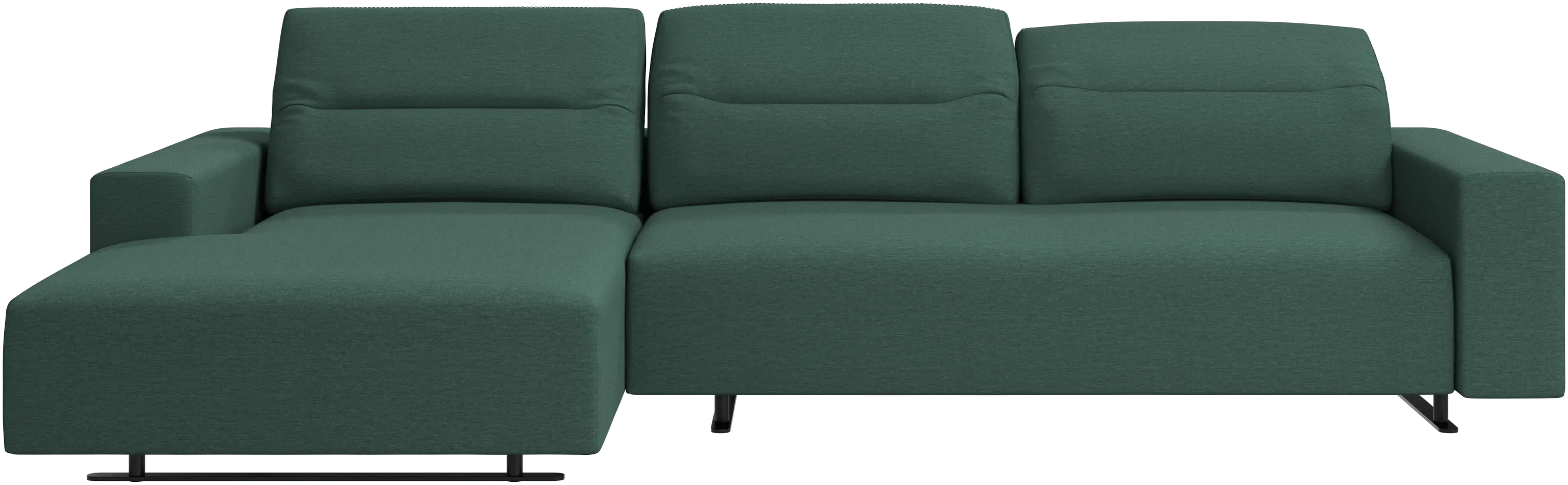 Hampton sofa with adjustable back, resting unit and storage left side