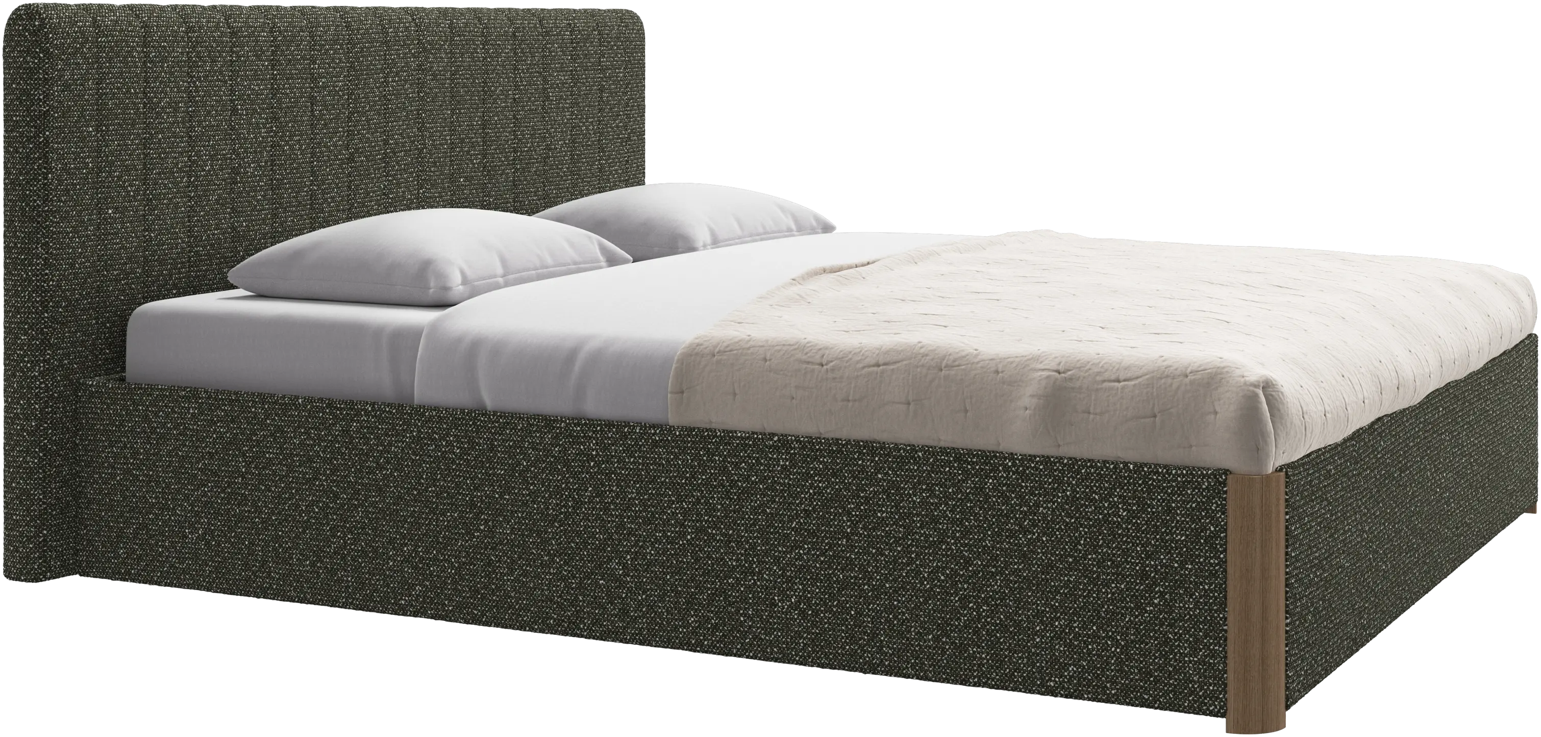 Element cama, cabecero montado en la cama, con láminas y solución de almacenamiento, excl. colchón