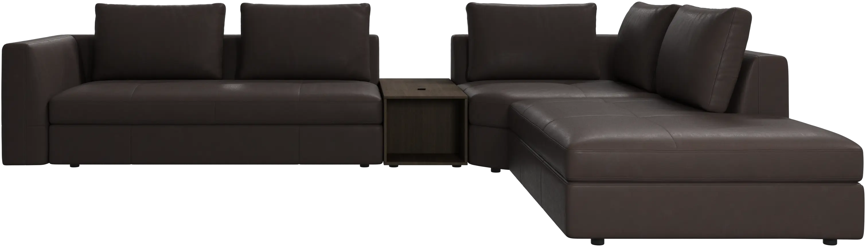 Bergamo corner sofa with lounging unit and footstool w/storage