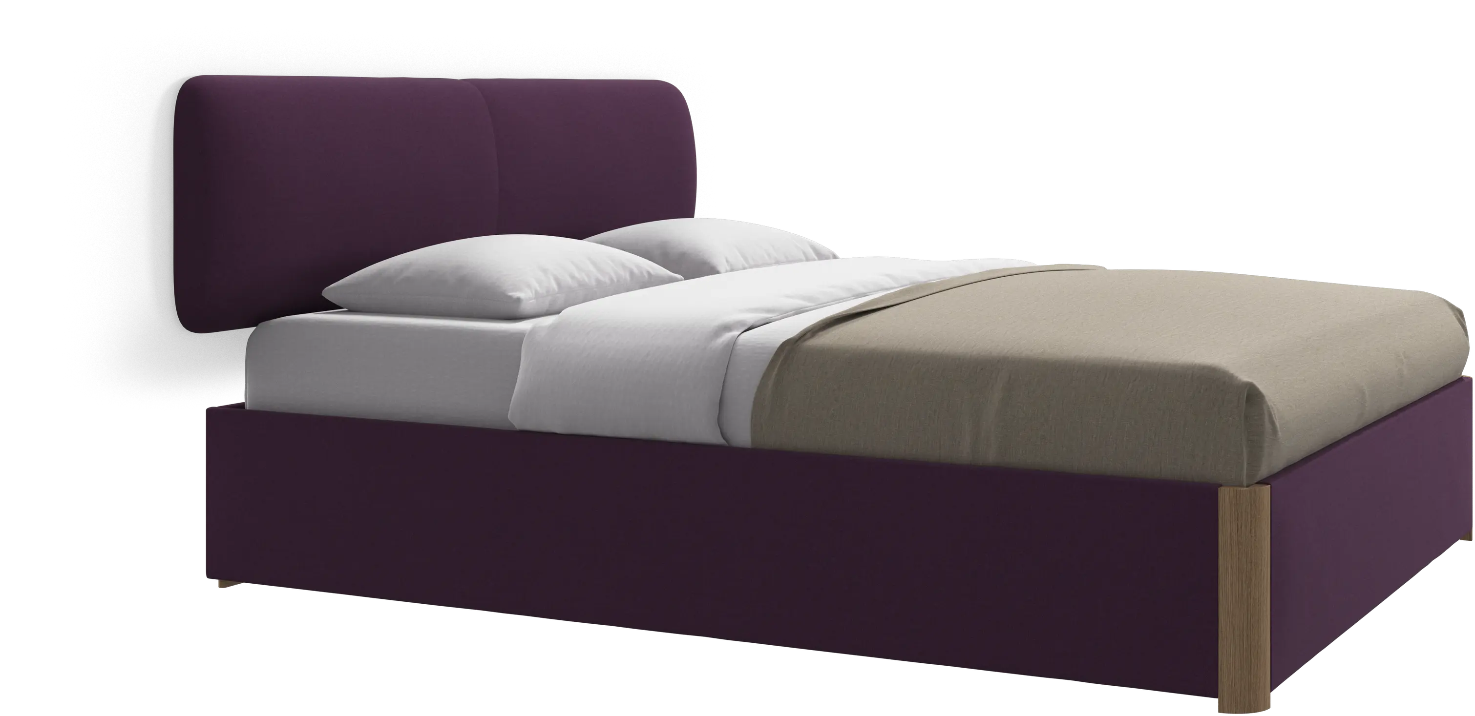 Element bed, wall-mounted headboard, with slats and storage solution, excl. mattress