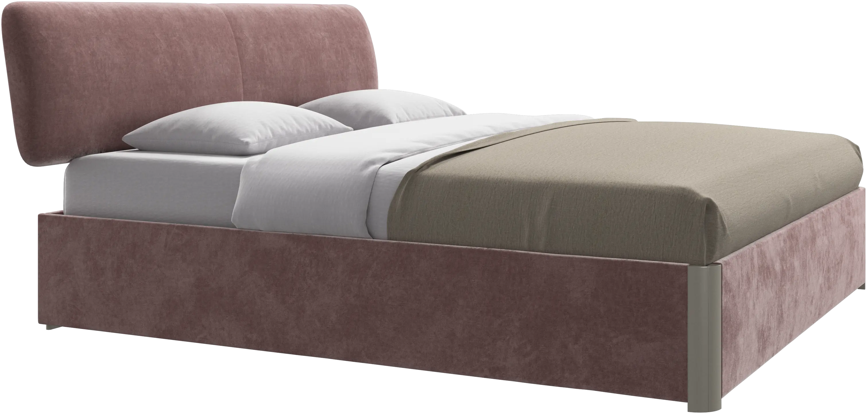 Element bed, bed-mounted headboard, with slats and storage solution, excl. mattress