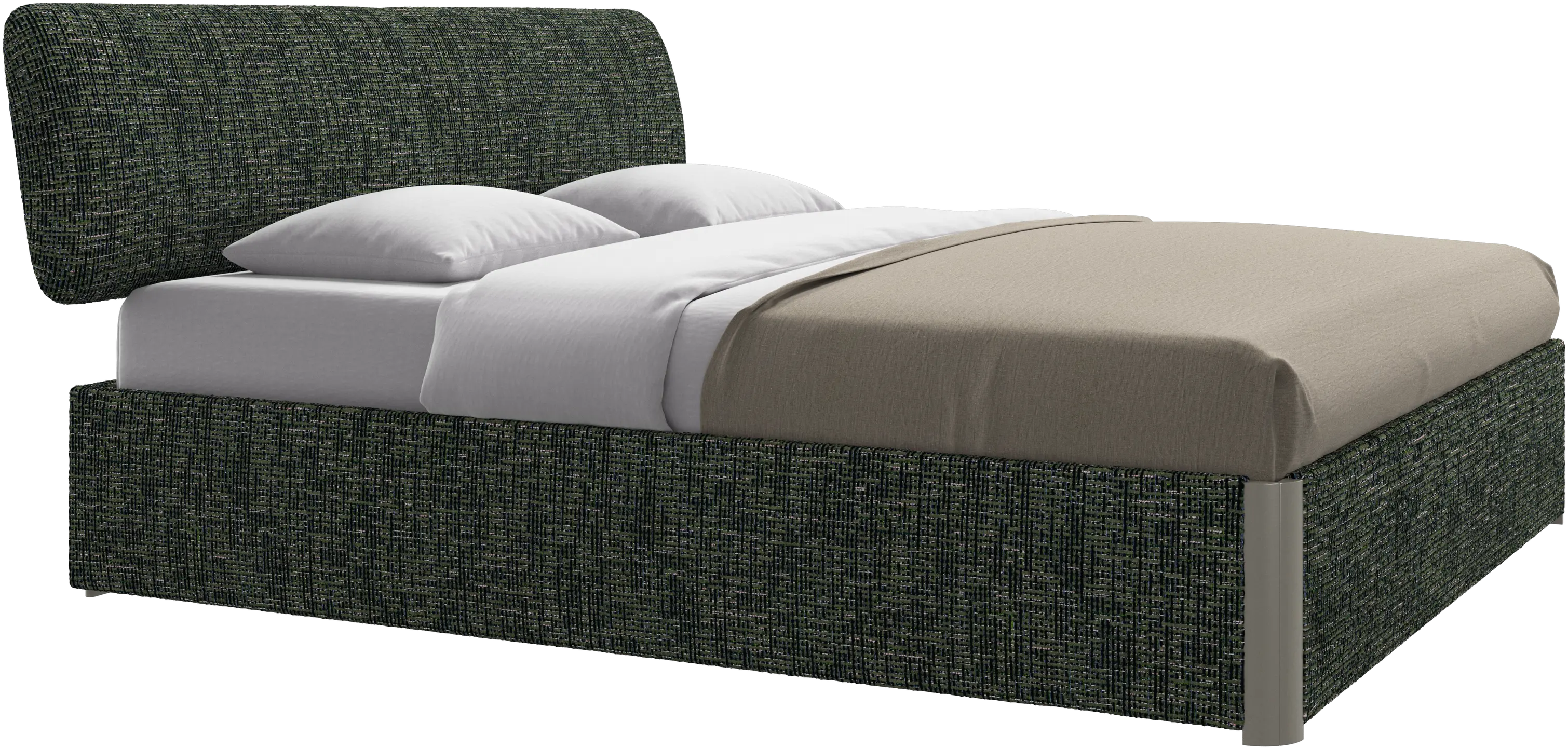 Element cama, cabecero montado en la cama, con láminas y solución de almacenamiento, excl. colchón